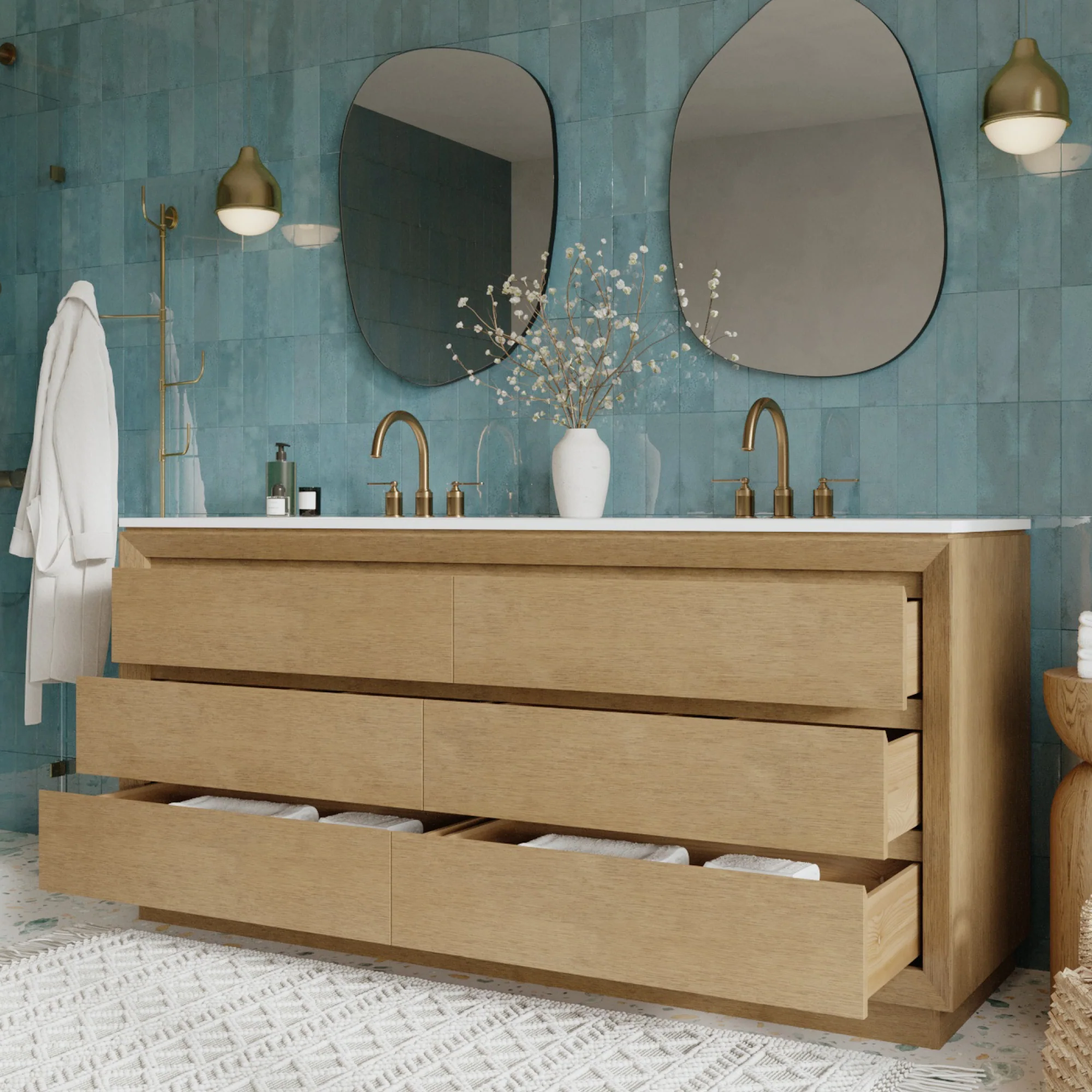 Jasper 72" Double Bathroom Vanity with Vanity Top - Image 3