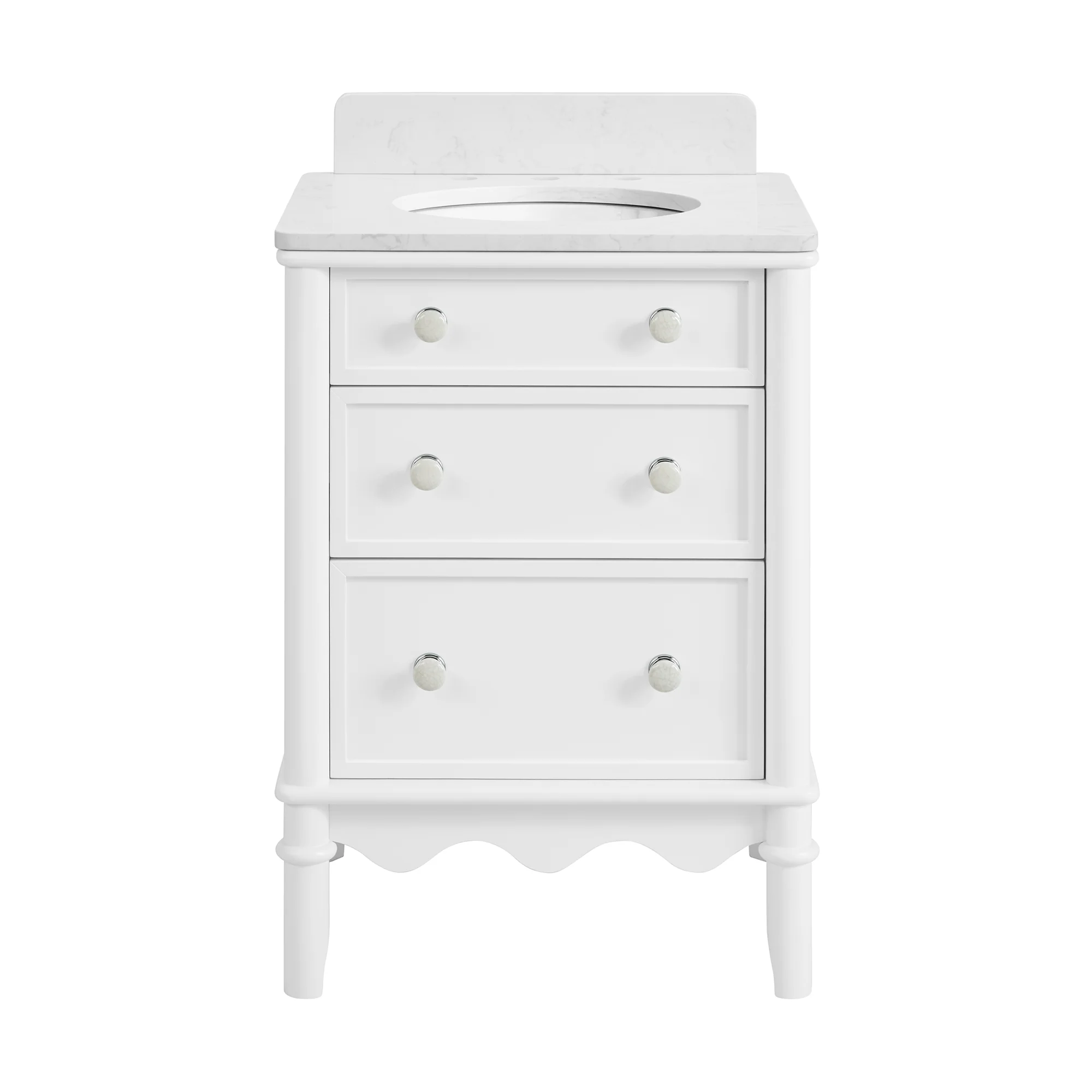 Juliette 24" Scallop Single Bathroom Vanity | Blanc White | Cultured Marble Countertop - Image 14