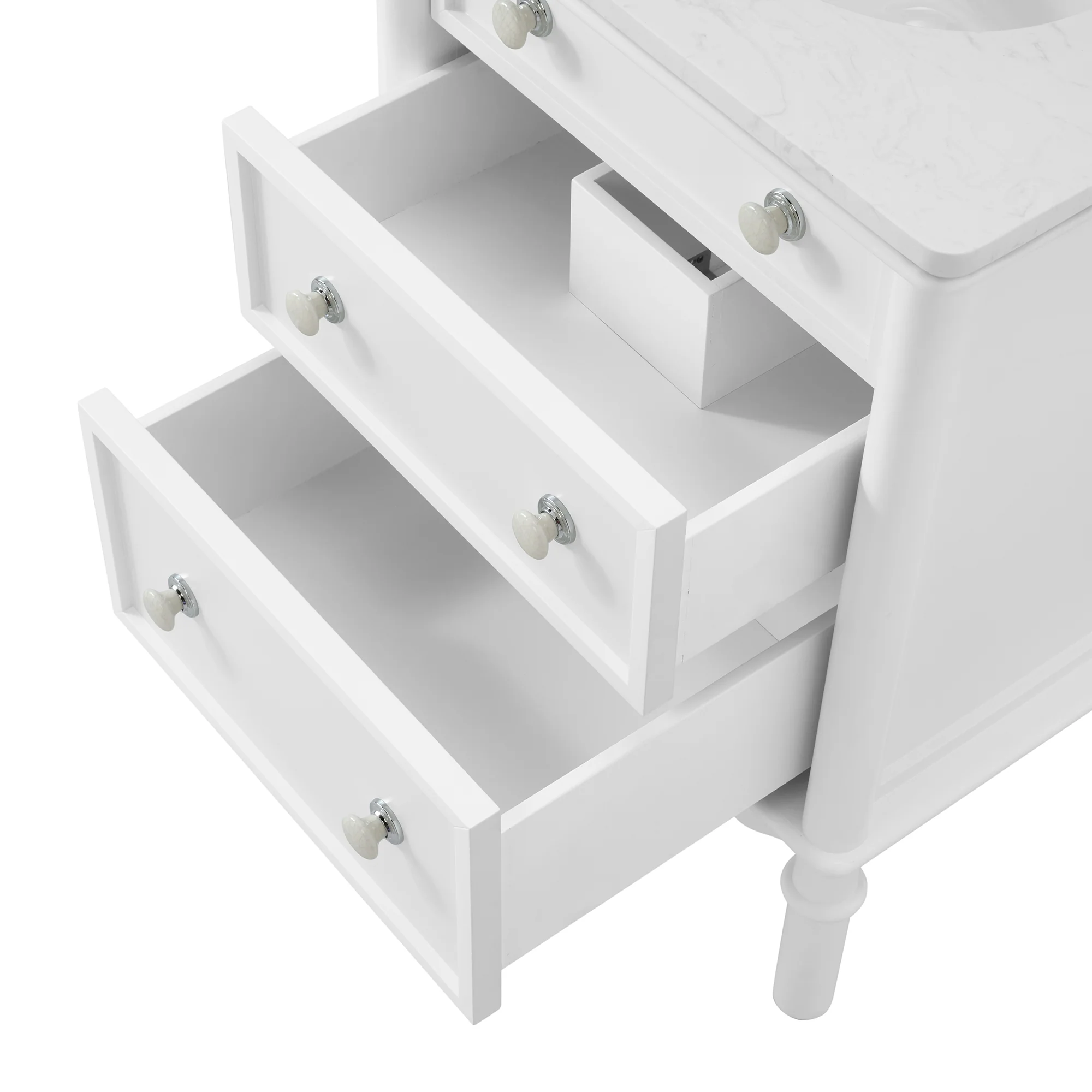 Juliette 24" Scallop Single Bathroom Vanity | Blanc White | Cultured Marble Countertop - Image 7