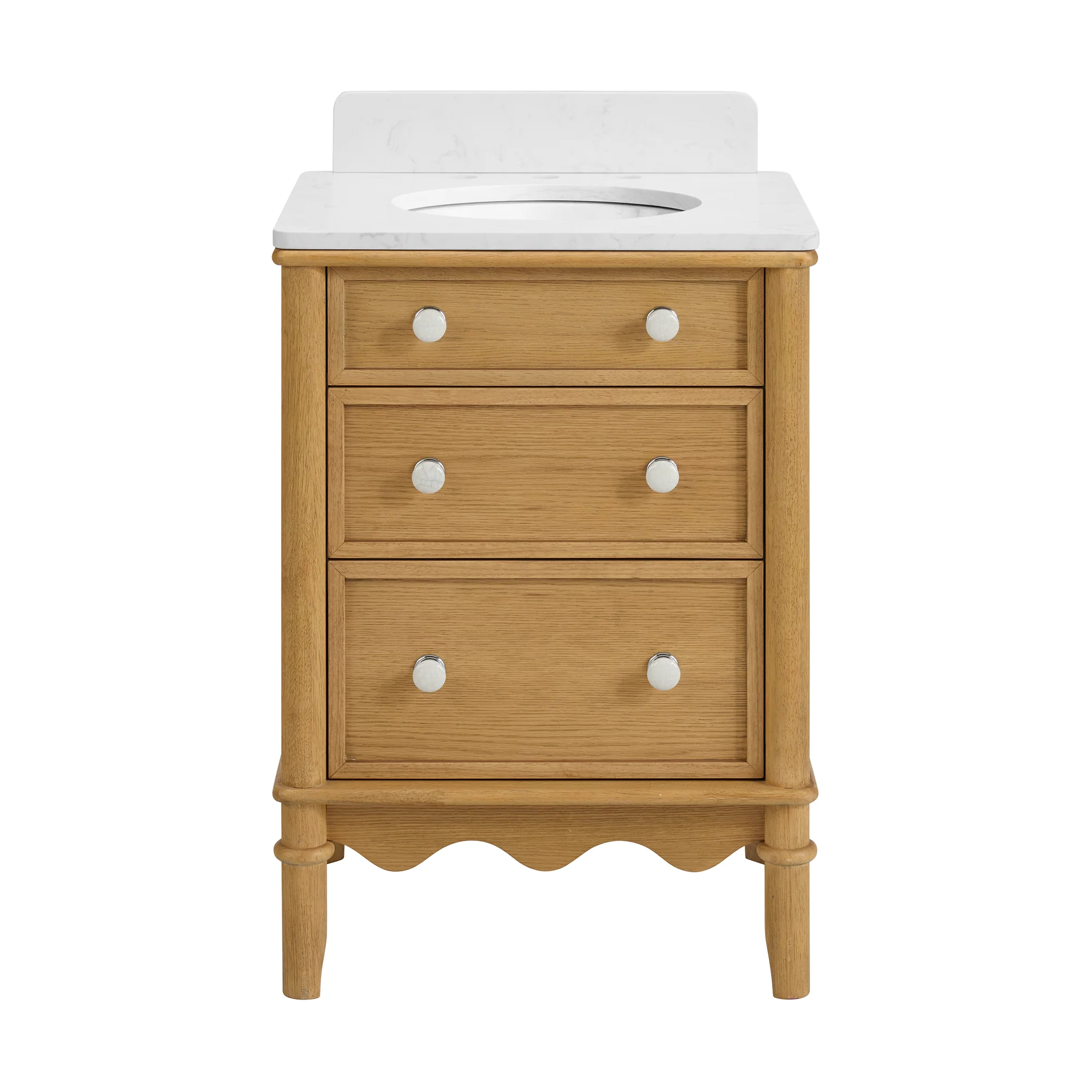 Juliette 24" Scallop Single Bathroom Vanity | Enhanced Natural Oak | Cultured Marble Countertop - Image 10