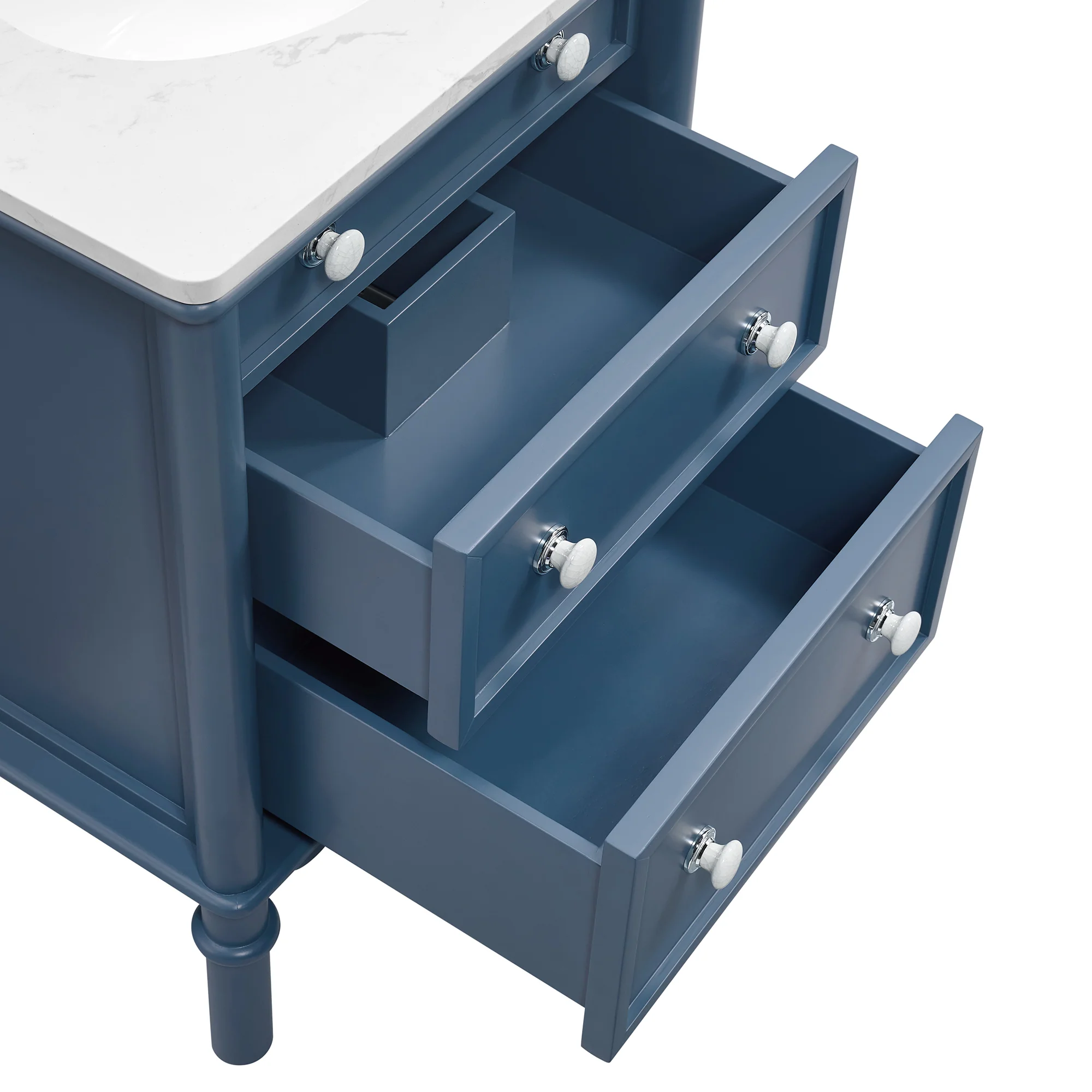 Juliette 24" Scallop Single Bathroom Vanity | Denim Blue | Cultured Marble Countertop - Image 10