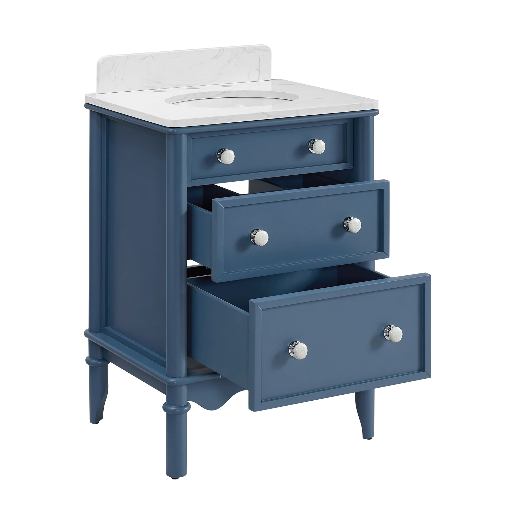 Juliette 24" Scallop Single Bathroom Vanity | Denim Blue | Cultured Marble Countertop - Image 12