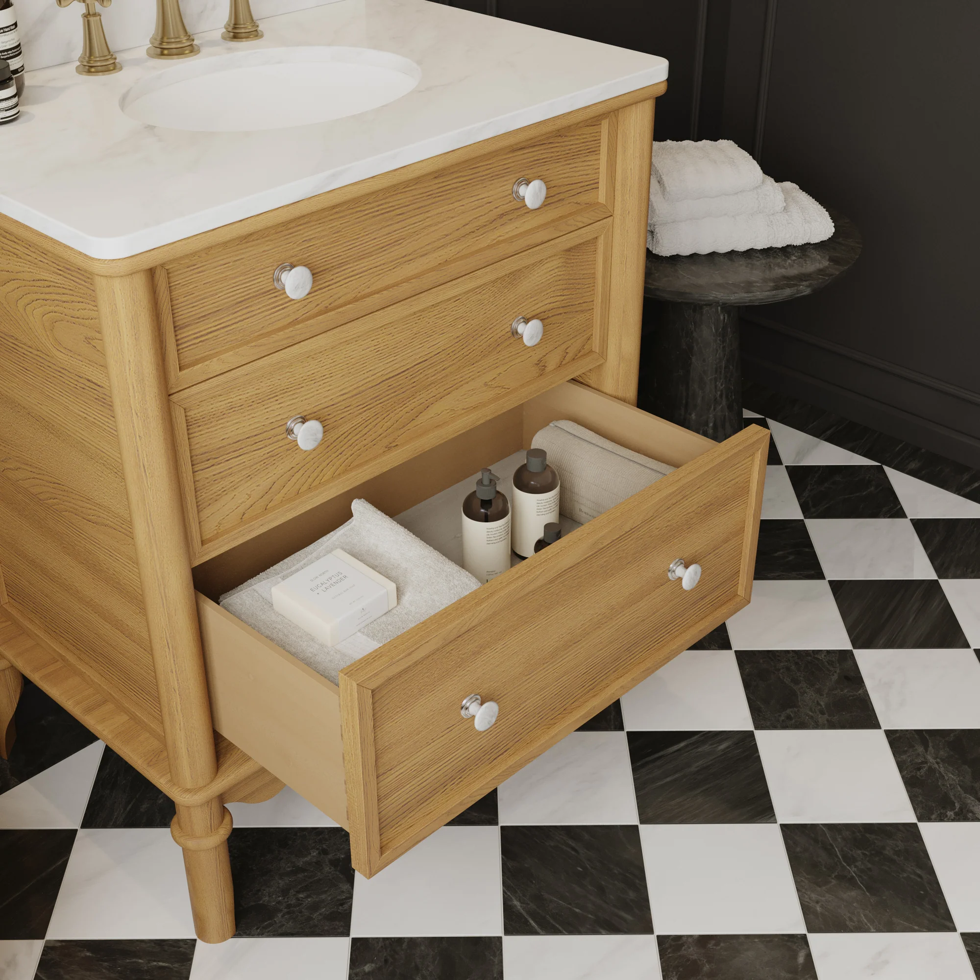 Juliette 30"W x 20"D Single Bathroom Vanity | Natural Enhanced Oak | Cultured Marble Countertop - Image 5