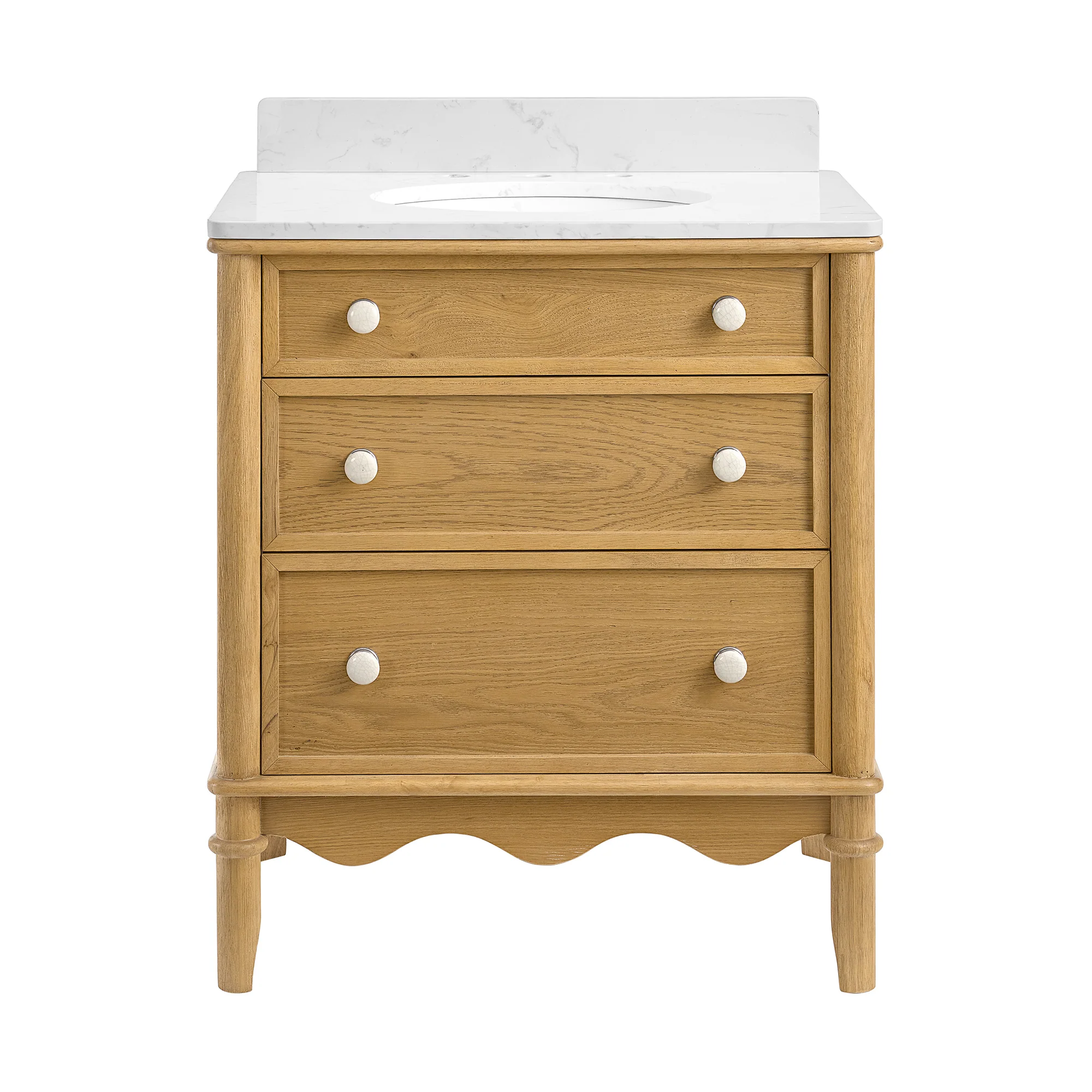 Juliette 30"W x 20"D Single Bathroom Vanity | Natural Enhanced Oak | Cultured Marble Countertop - Image 6