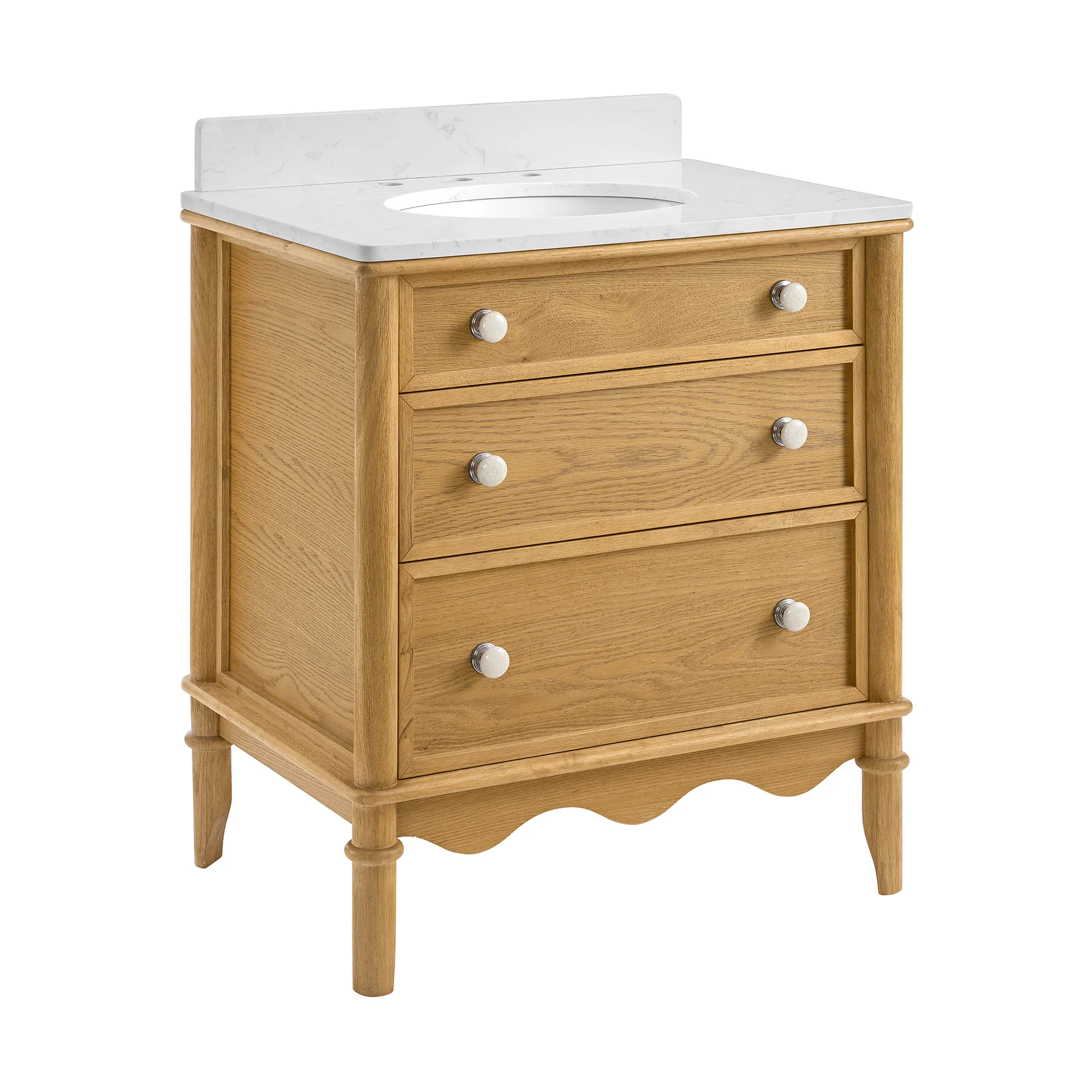 Juliette 30"W x 20"D Single Bathroom Vanity | Natural Enhanced Oak | Cultured Marble Countertop - Image 7