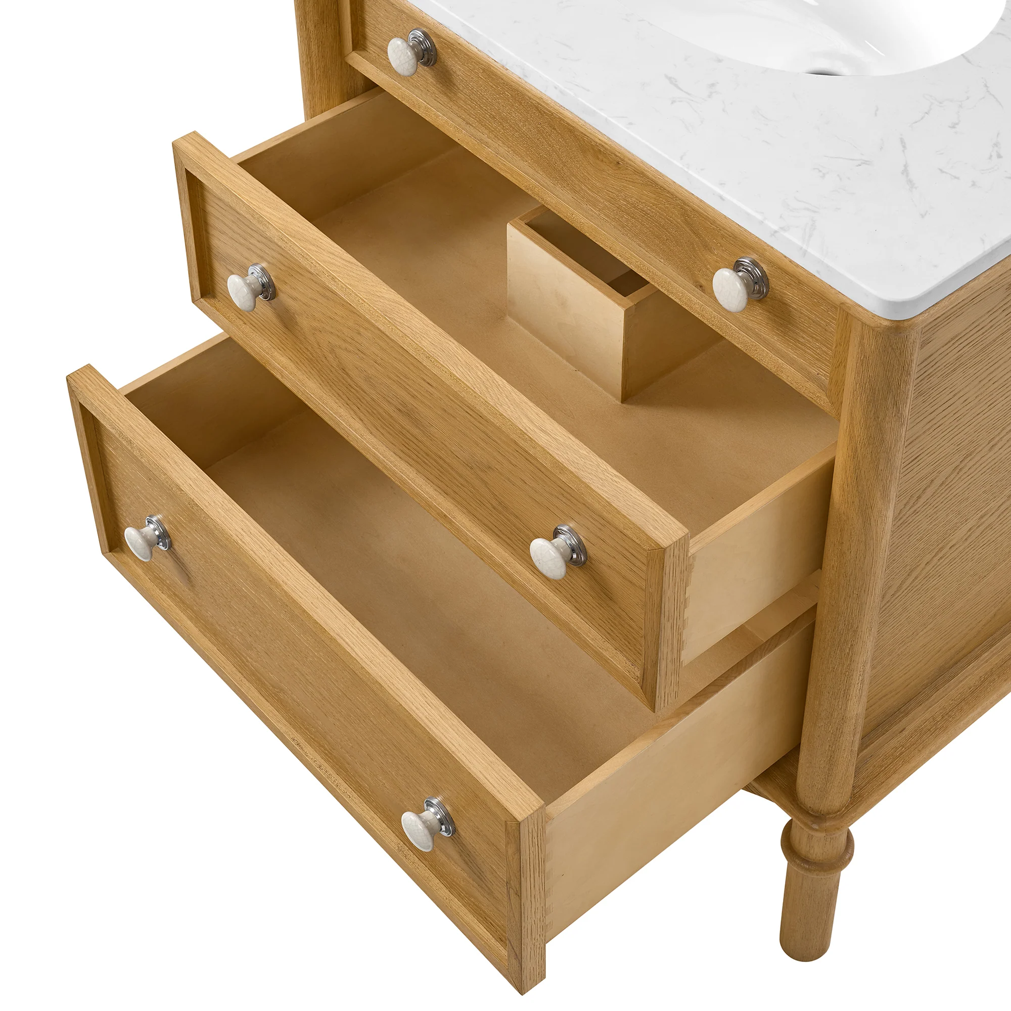 Juliette 30"W x 20"D Single Bathroom Vanity | Natural Enhanced Oak | Cultured Marble Countertop - Image 9