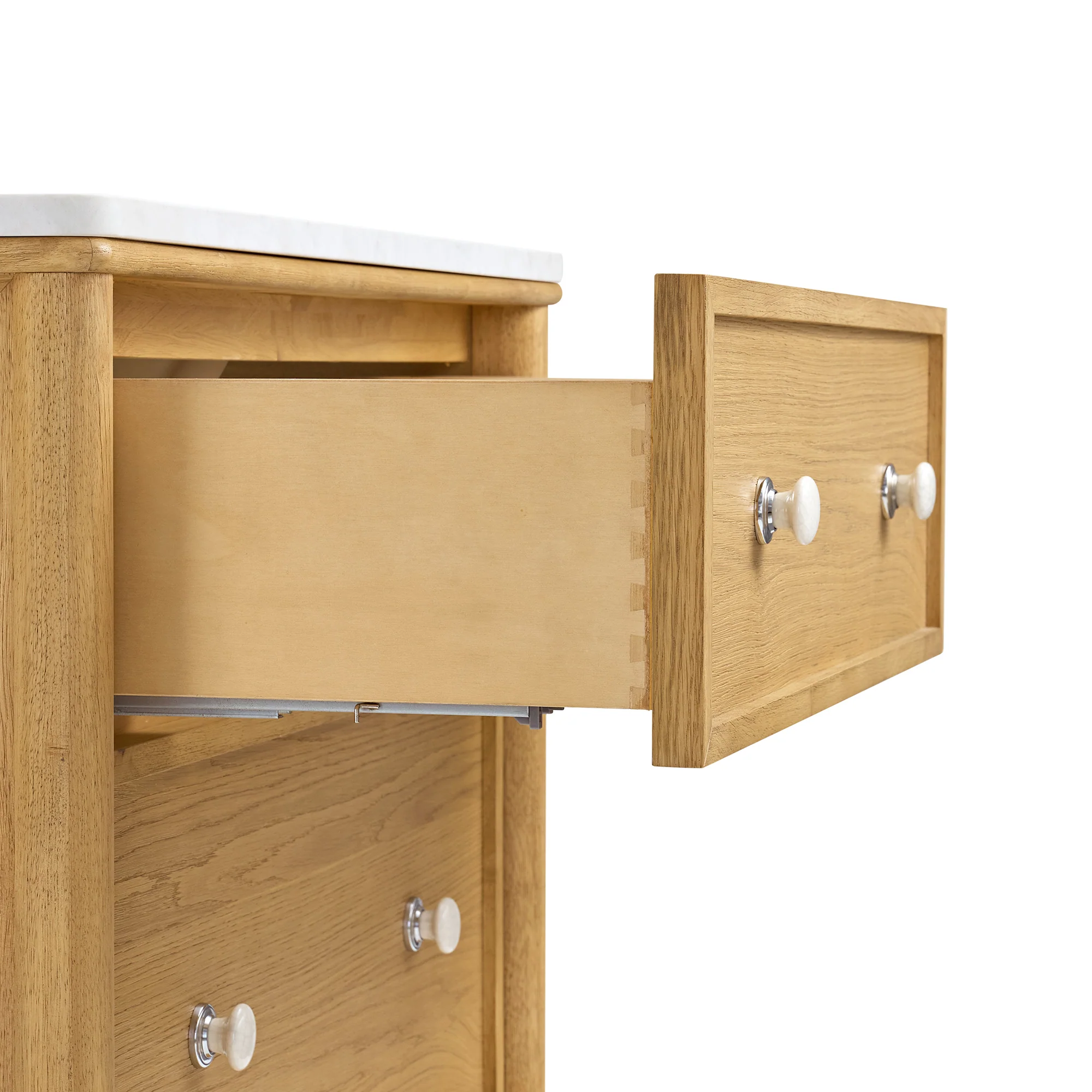 Juliette 36"W Scallop Single Bathroom Vanity | Natural Enhanced Oak | Cultured Marble Countertop - Image 10