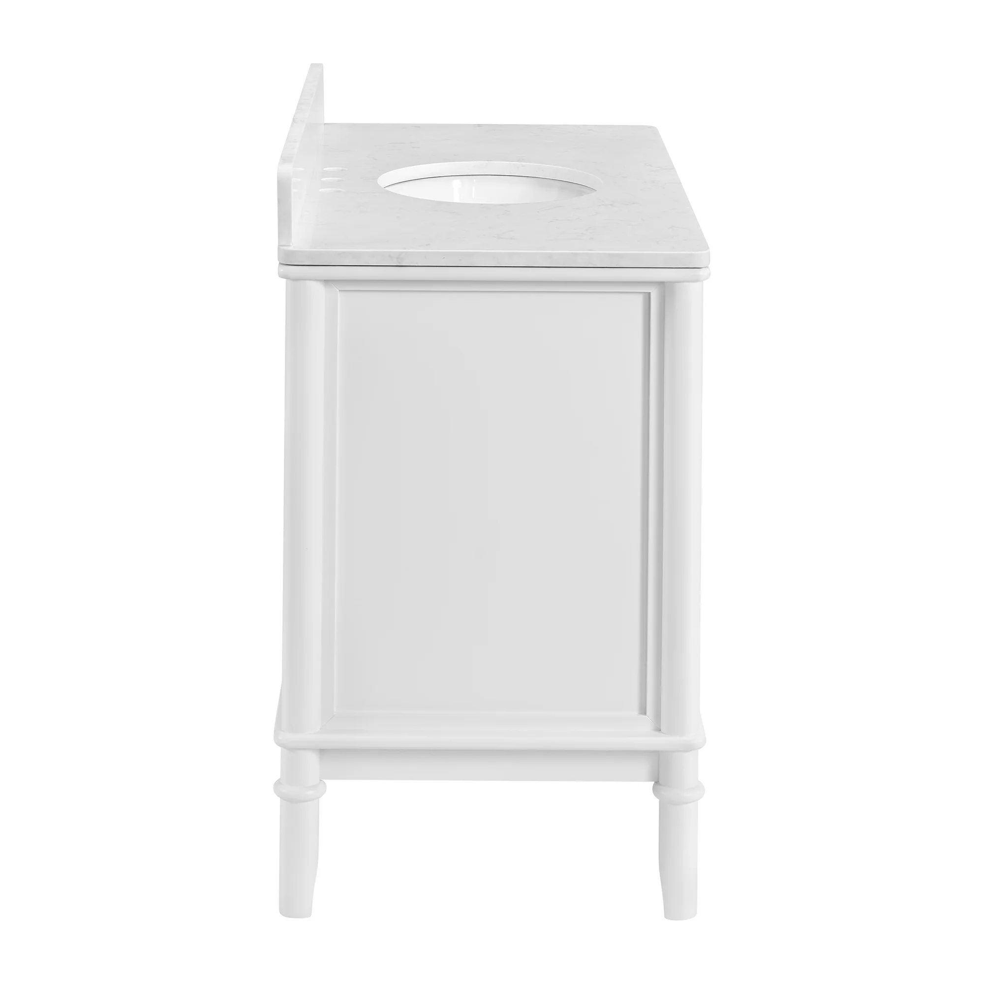 Juliette 48"W Scallop Single Bathroom Vanity | Blanc White |Cultured Marble Countertop - Image 13