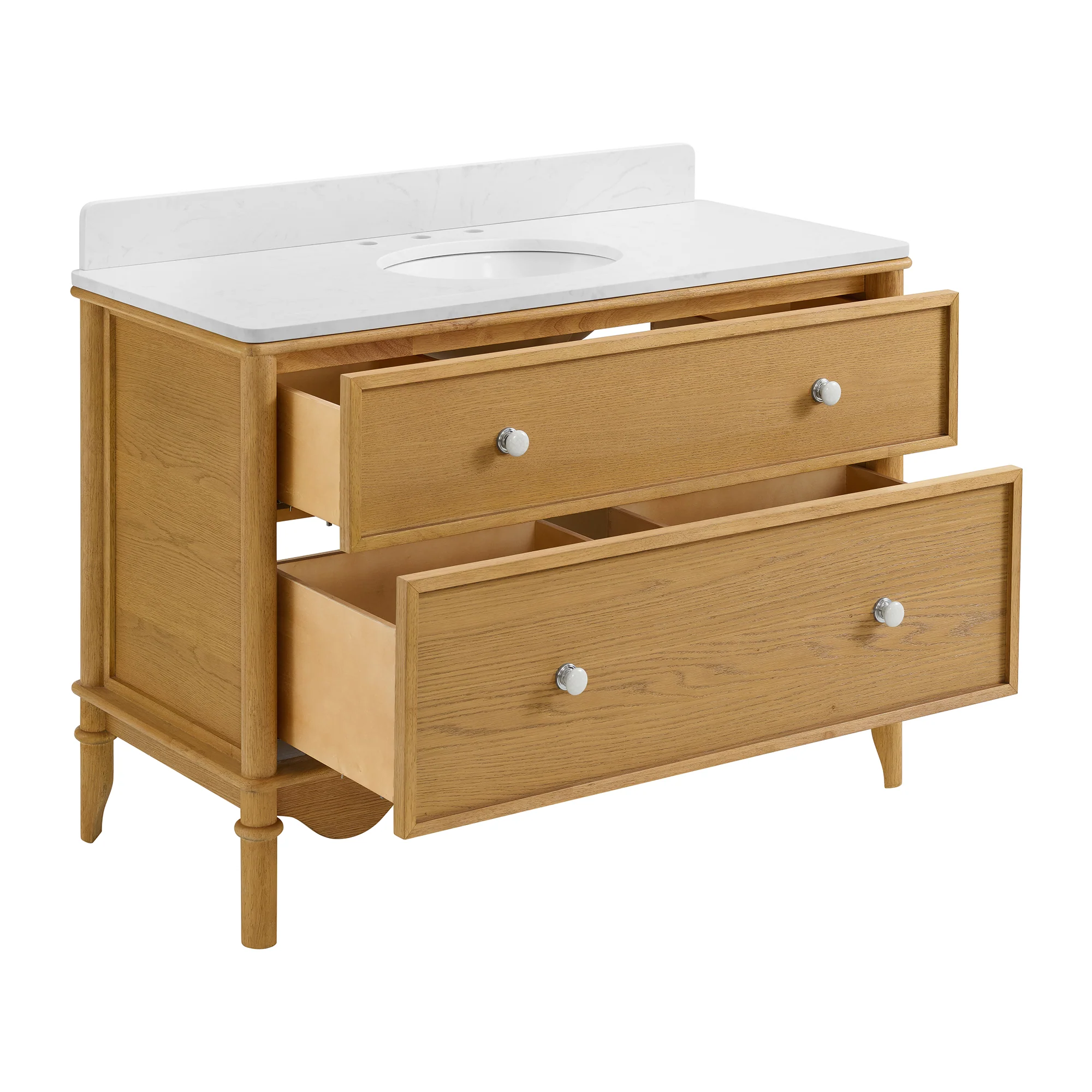Juliette 48"W Scallop Single Bathroom Vanity | Enhanced Natural Oak |Cultured Marble Countertop - Image 11