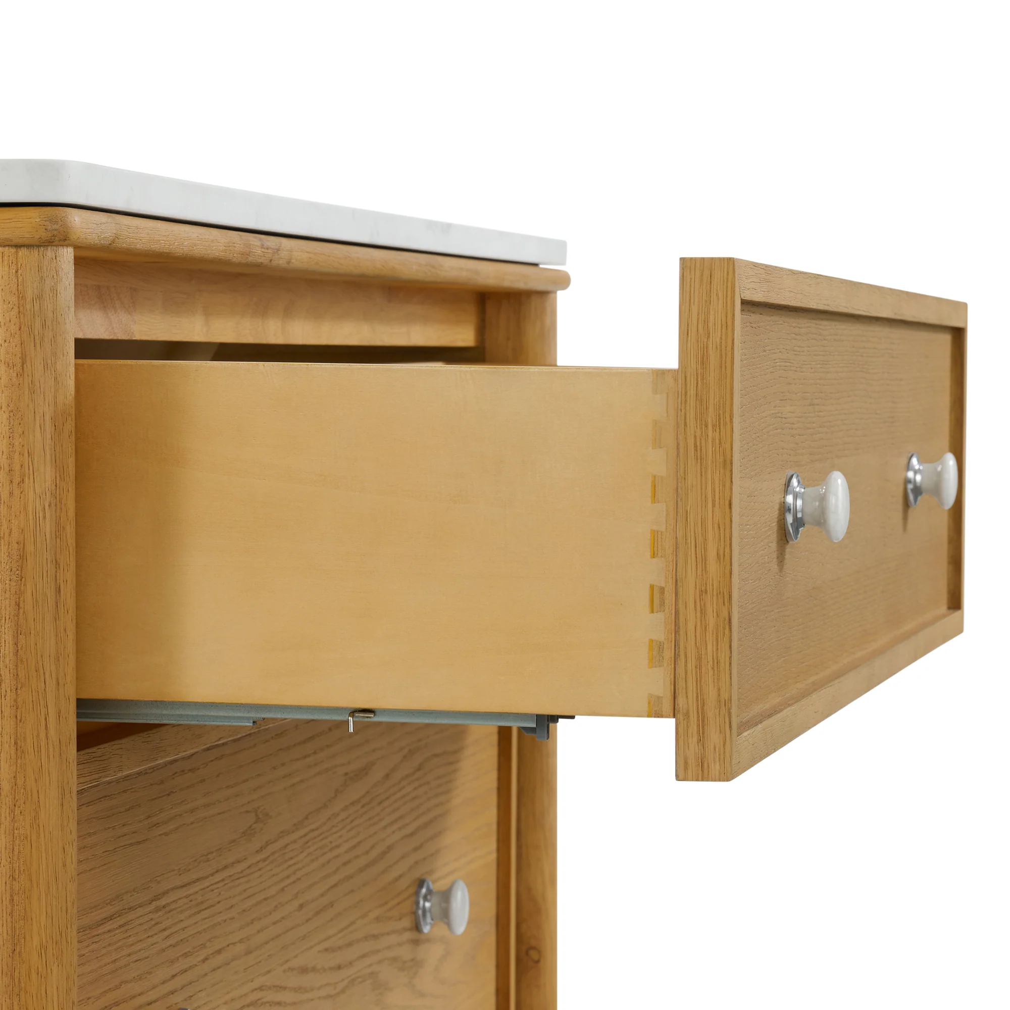 Juliette 48"W Scallop Single Bathroom Vanity | Enhanced Natural Oak |Cultured Marble Countertop - Image 13