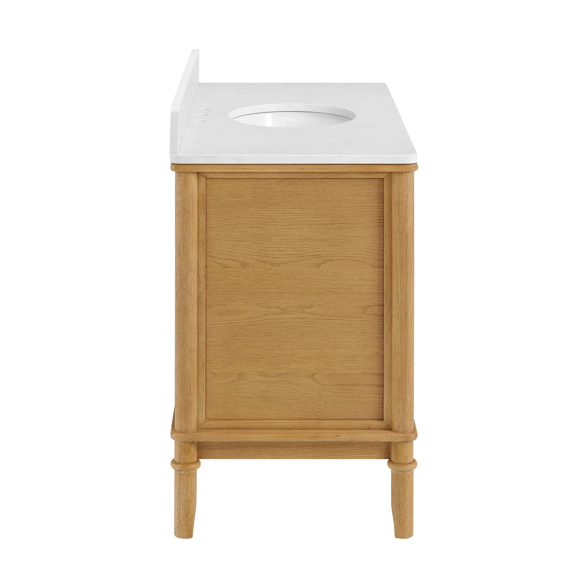 Juliette 48"W Scallop Single Bathroom Vanity | Enhanced Natural Oak |Cultured Marble Countertop - Image 16