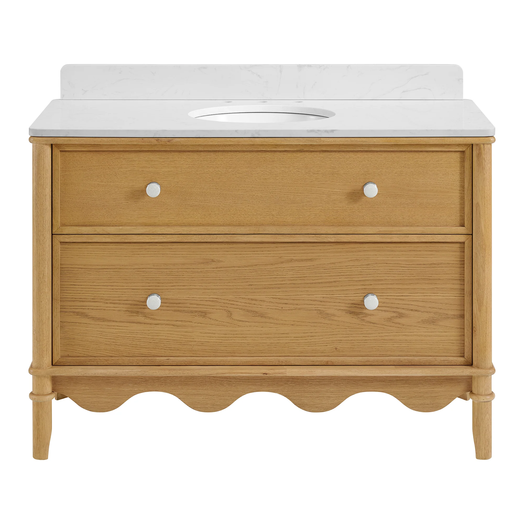 Juliette 48"W Scallop Single Bathroom Vanity | Enhanced Natural Oak |Cultured Marble Countertop - Image 19