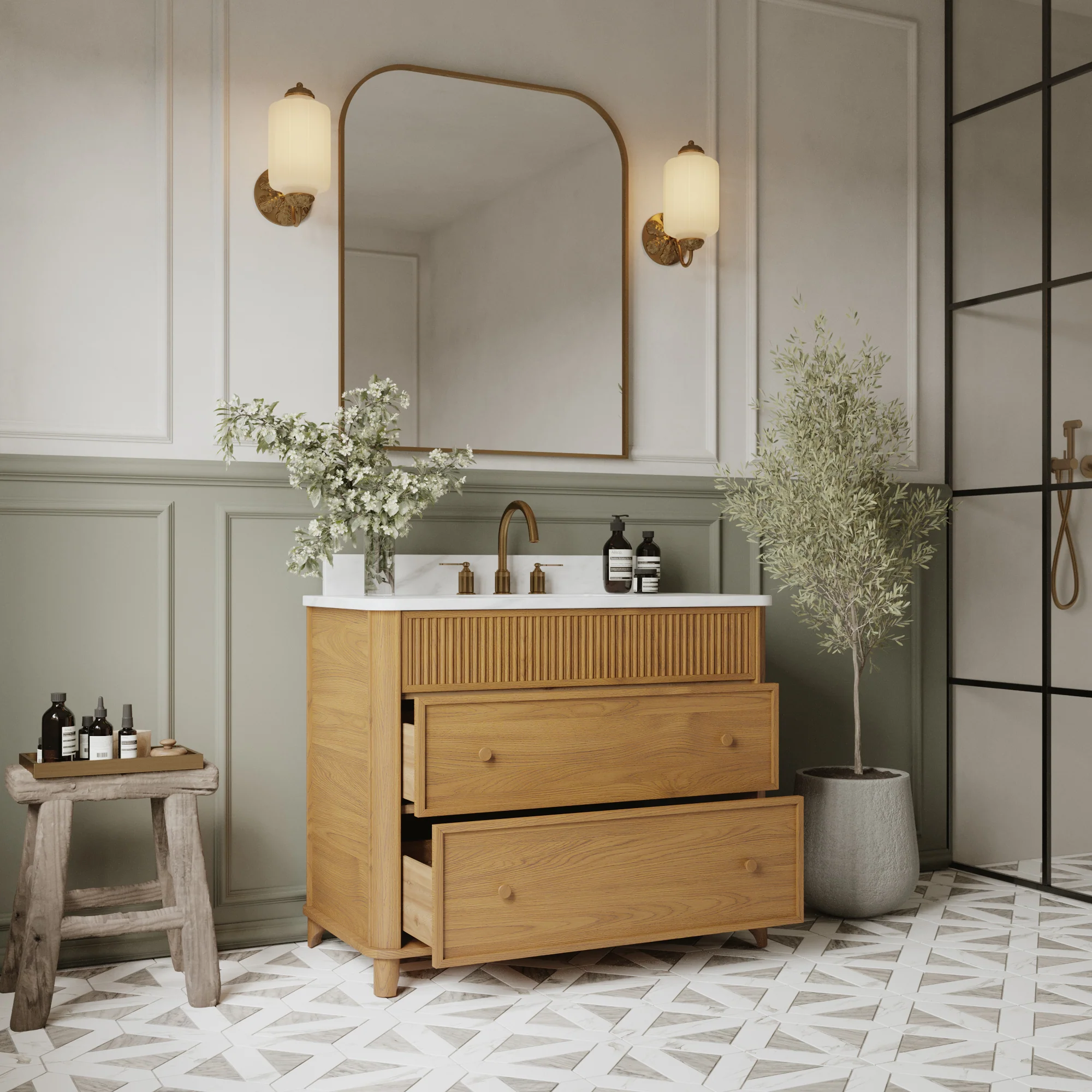 Kathryne 42" Single Bathroom Vanity | Statuario Quartz Countertop - Image 3