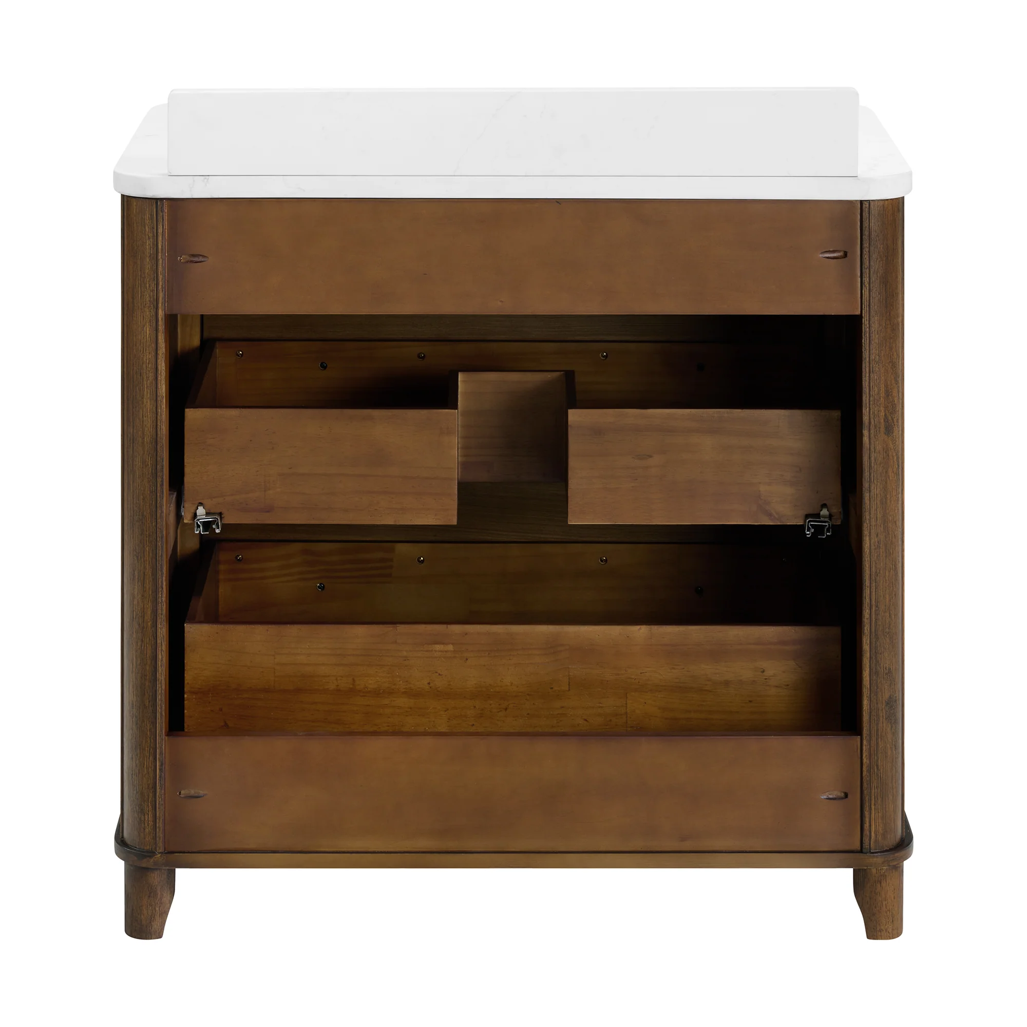 Kathryne 36" Single Bathroom Vanity in Enhanced Brown Oak | Statuario Quartz Countertop - Image 15
