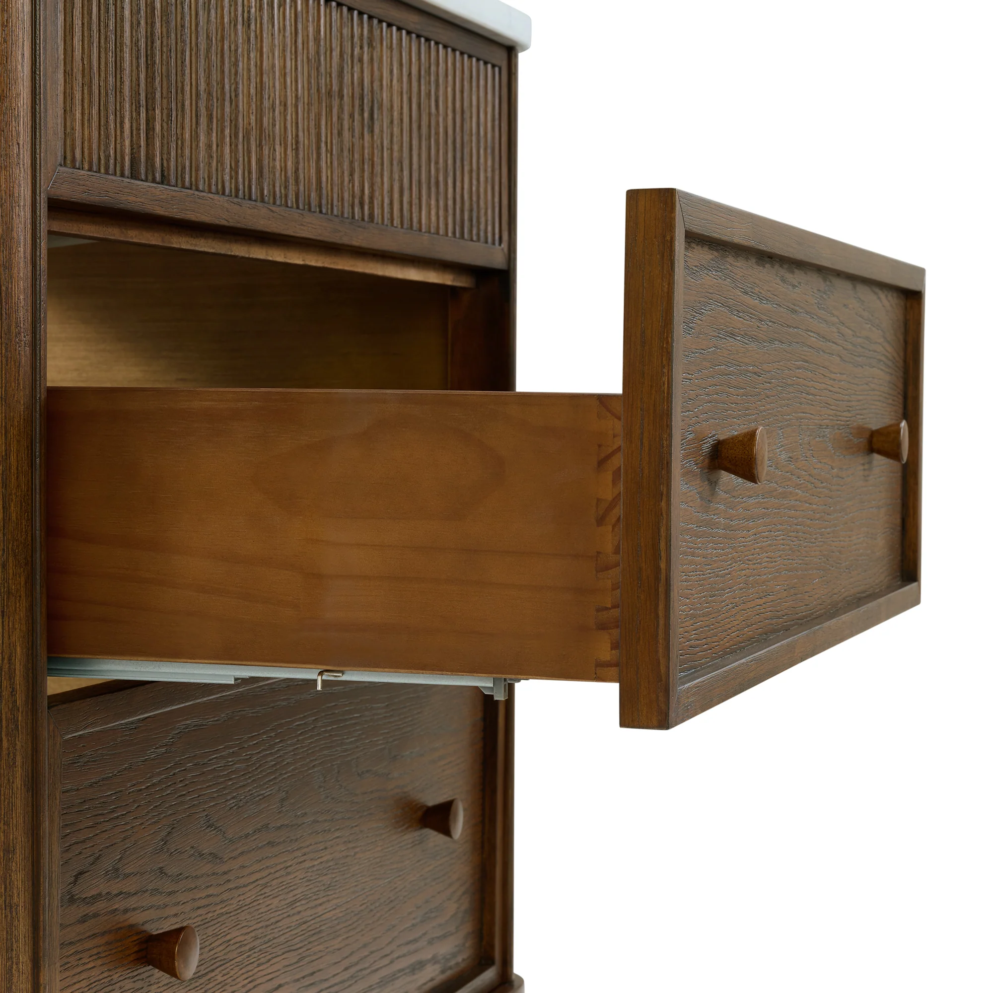 Kathryne 36" Single Bathroom Vanity in Enhanced Brown Oak | Statuario Quartz Countertop - Image 9