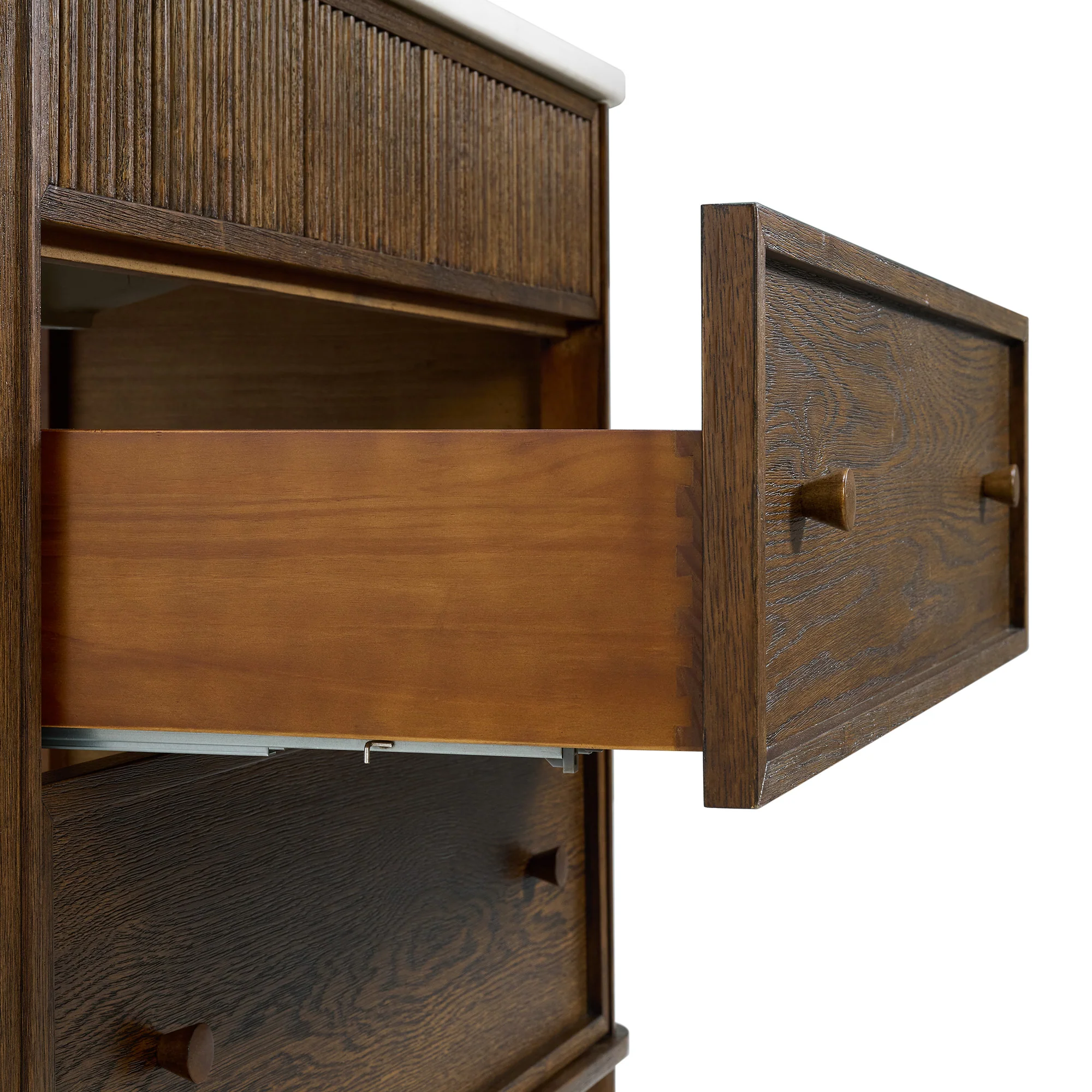 Kathryne 42" Single Bathroom Vanity in Enhanced Brown Oak | Statuario Quartz Countertop - Image 14