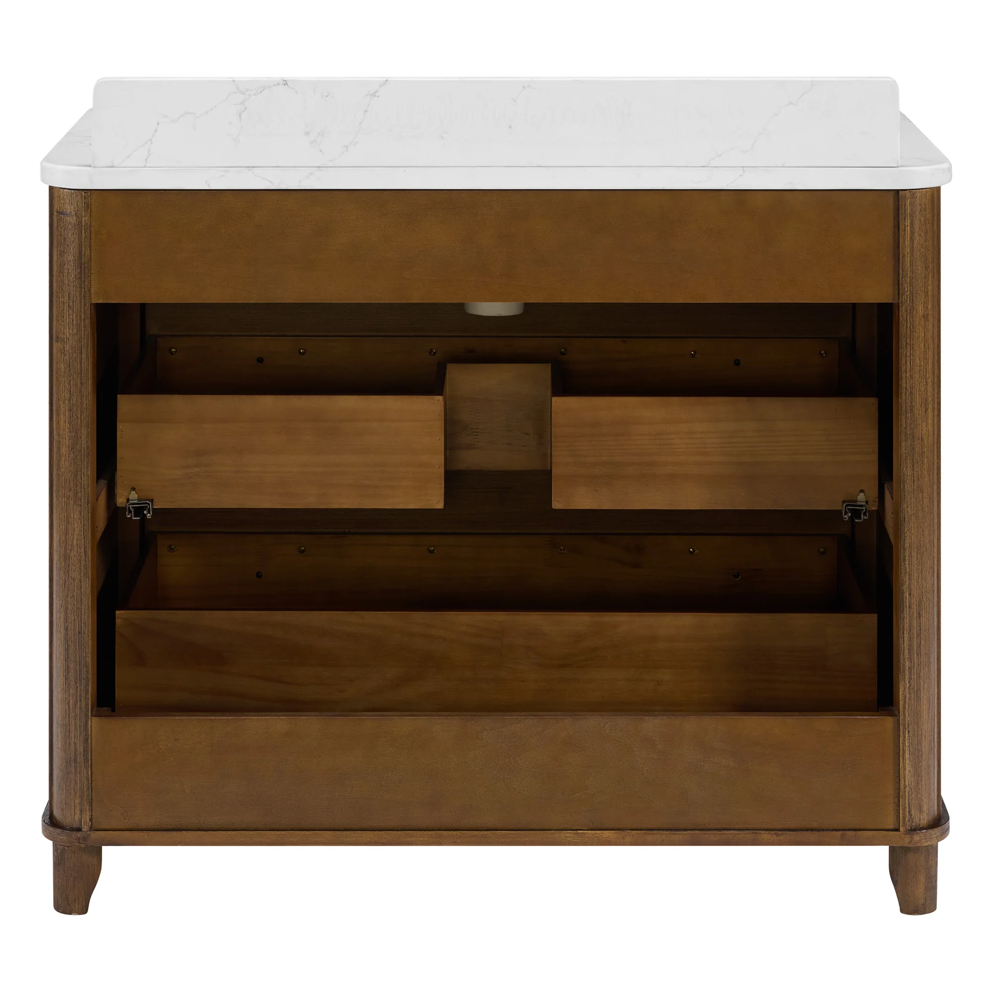 Kathryne 42" Single Bathroom Vanity in Enhanced Brown Oak | Statuario Quartz Countertop - Image 16