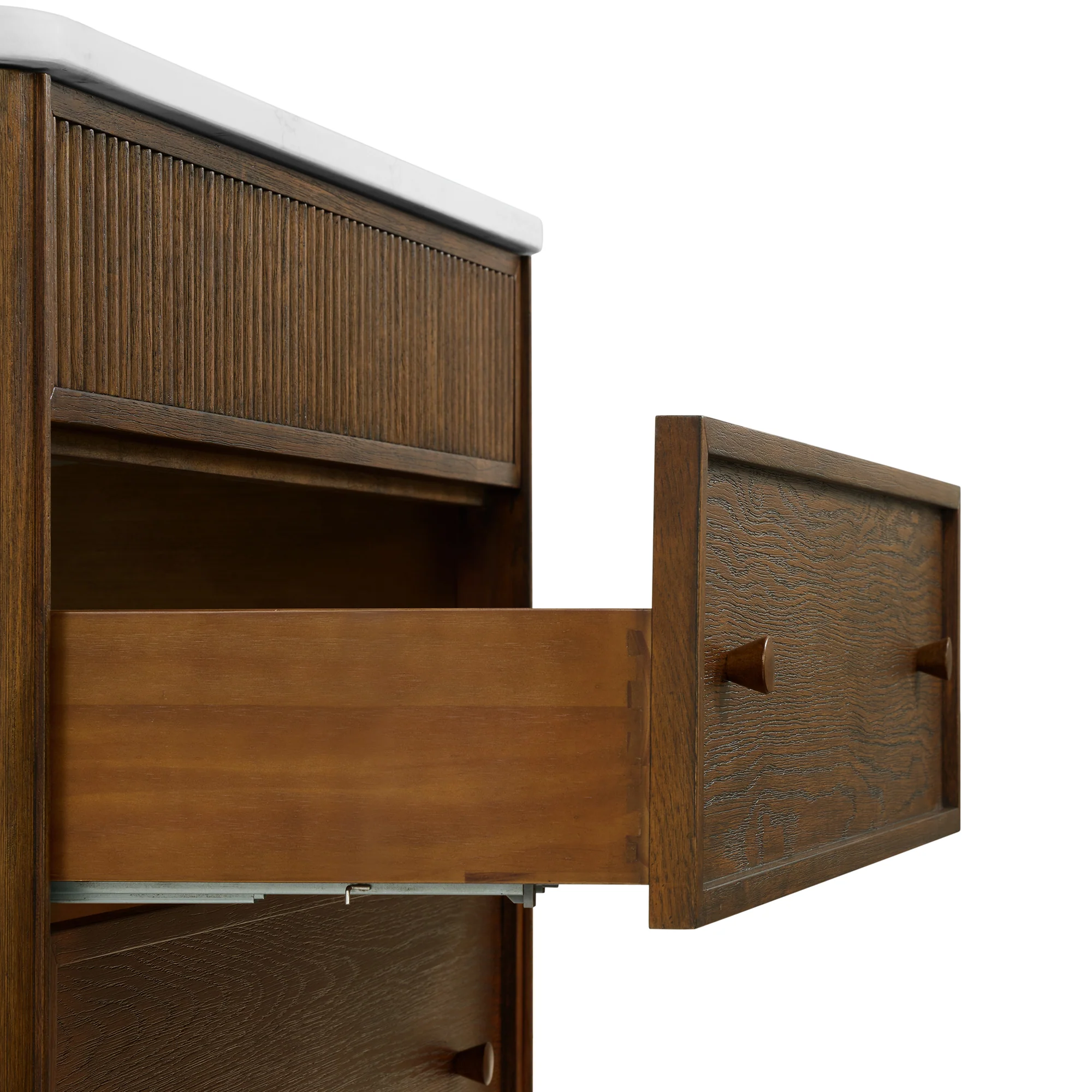 Kathryne 48" Single Bathroom Vanity in Enhanced Brown Oak | Statuario Quartz Countertop - Image 13