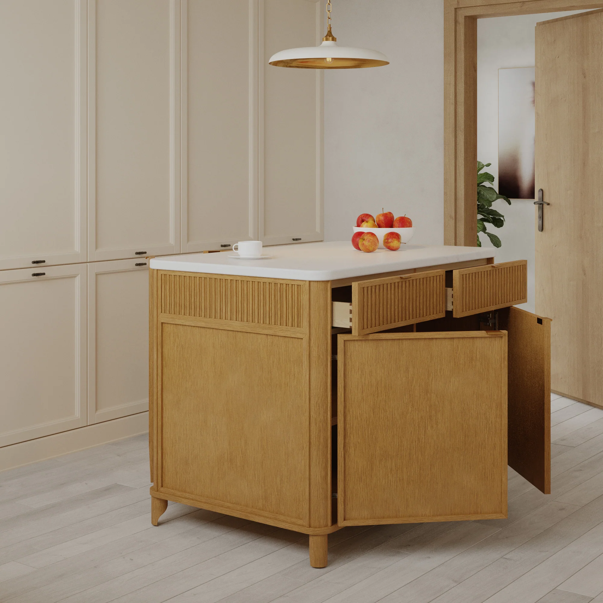 Kathryne 48" Kitchen Island | Quartz Countertop - Image 21