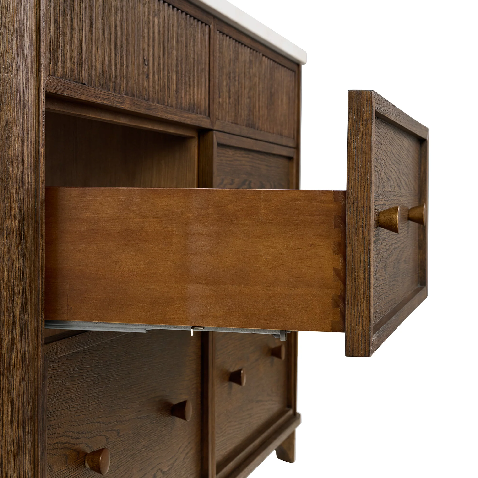 Kathryne 54" Double Bathroom Vanity in Enhanced Brown Oak | Statuario Quartz Countertop - Image 13