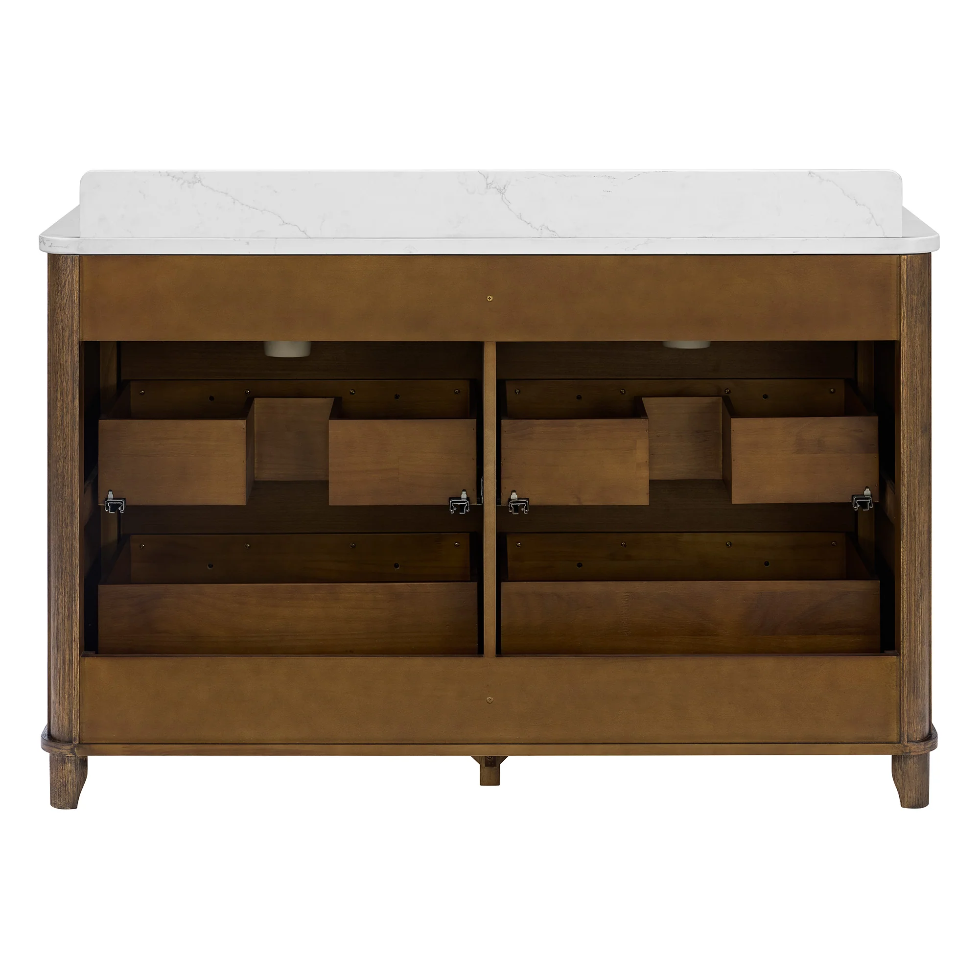 Kathryne 54" Double Bathroom Vanity in Enhanced Brown Oak | Statuario Quartz Countertop - Image 14