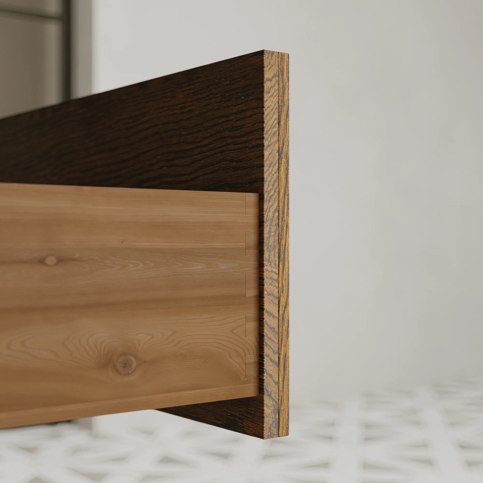 Kathryne 54" Double Bathroom Vanity in Enhanced Brown Oak | Statuario Quartz Countertop - Image 7