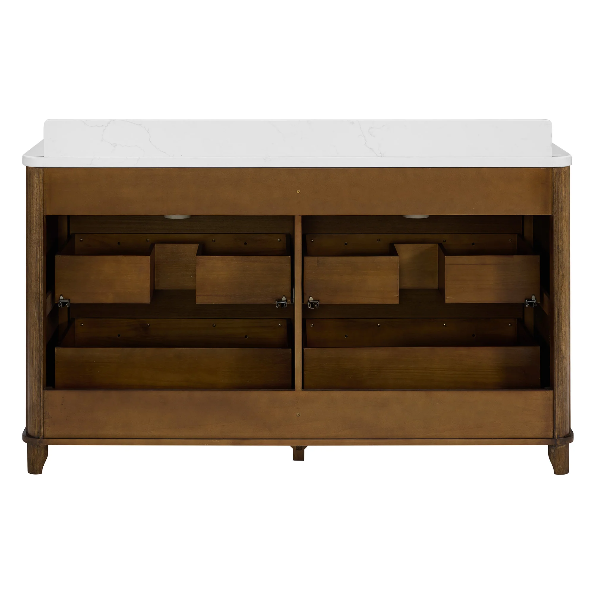 Kathryne 60" Double Bathroom Vanity in Enhanced Brown Oak | Statuario Quartz Countertop - Image 16