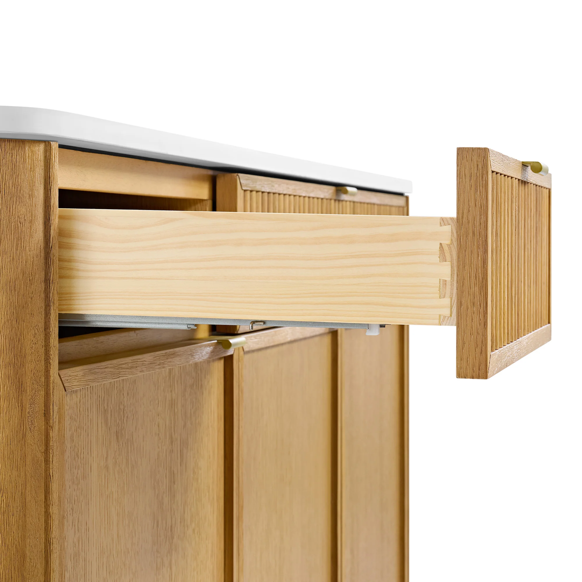 Kathryne 60" Kitchen Island in Oak | Quartz Countertop - Image 14