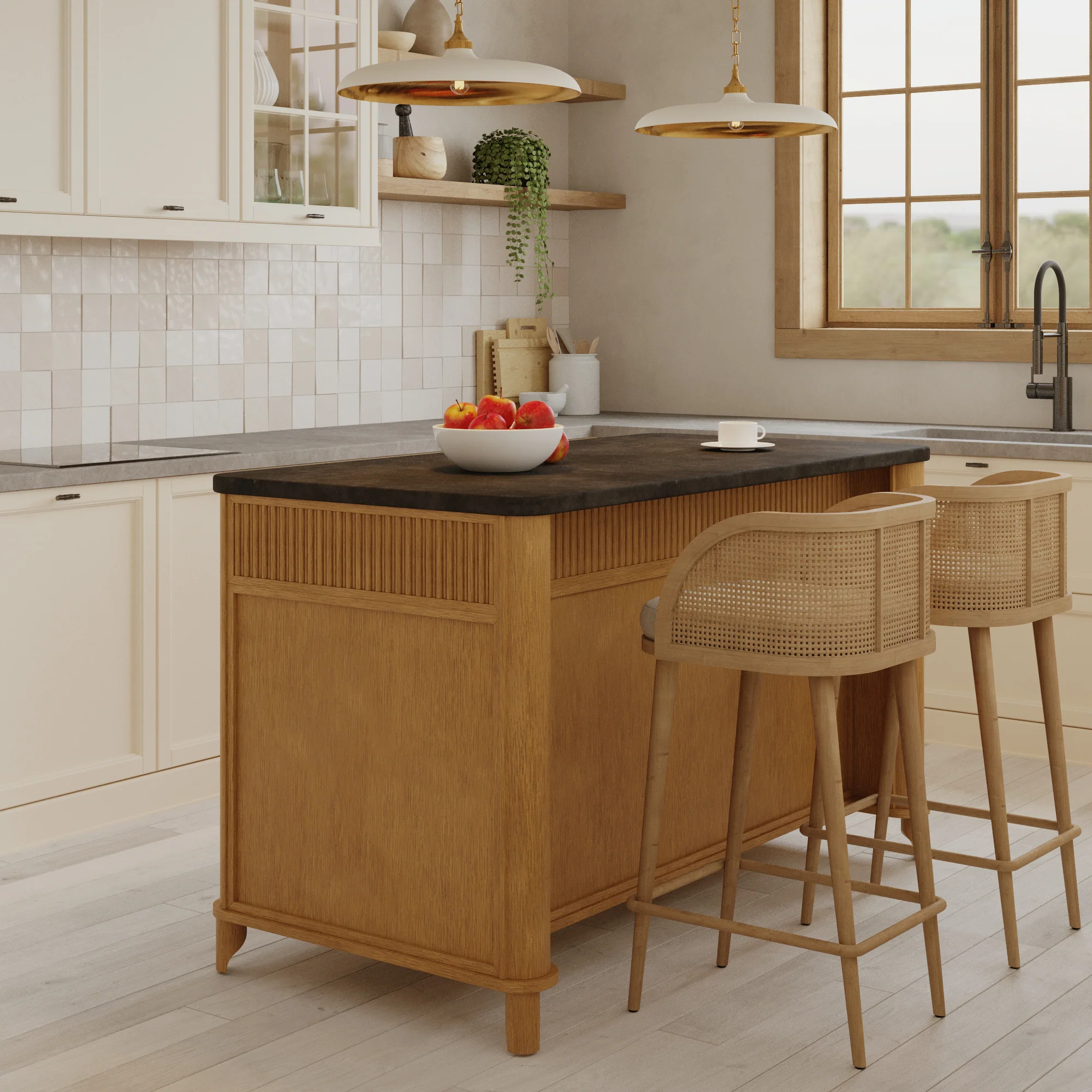 Kathryne 60" Kitchen Island in Oak | Quartz Countertop - Image 21