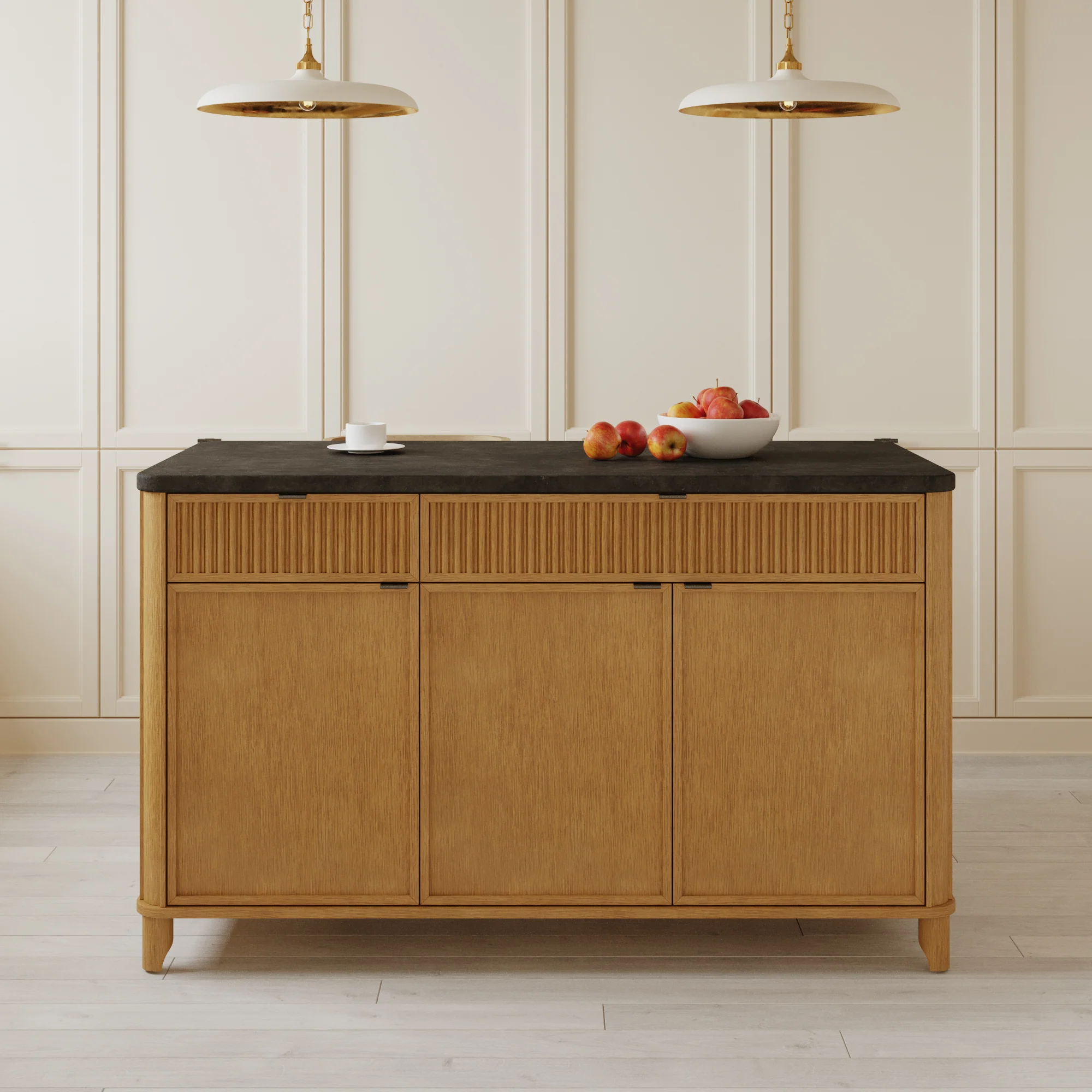 Kathryne 60" Kitchen Island in Oak | Quartz Countertop - Image 22