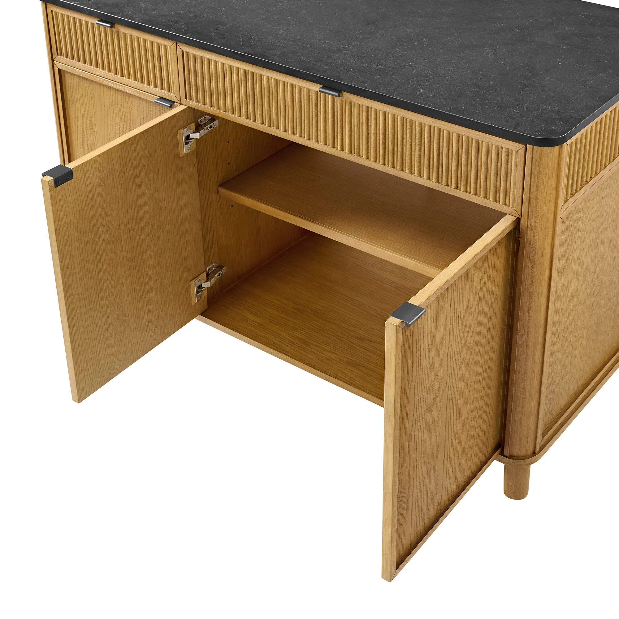 Kathryne 60" Kitchen Island in Oak | Quartz Countertop - Image 29