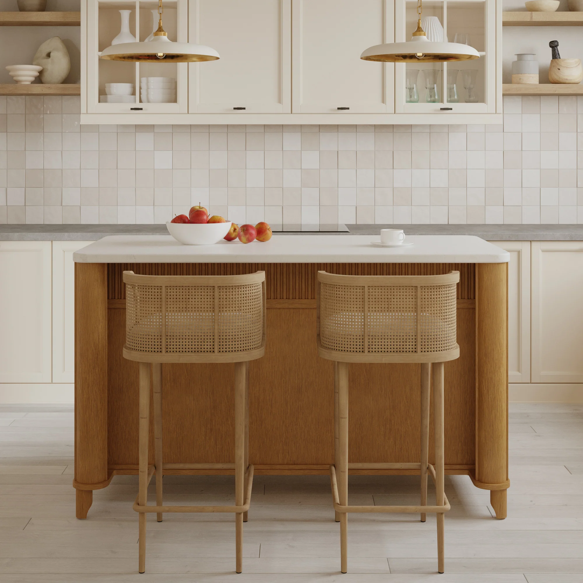 Kathryne 60" Kitchen Island in Oak | Quartz Countertop - Image 5