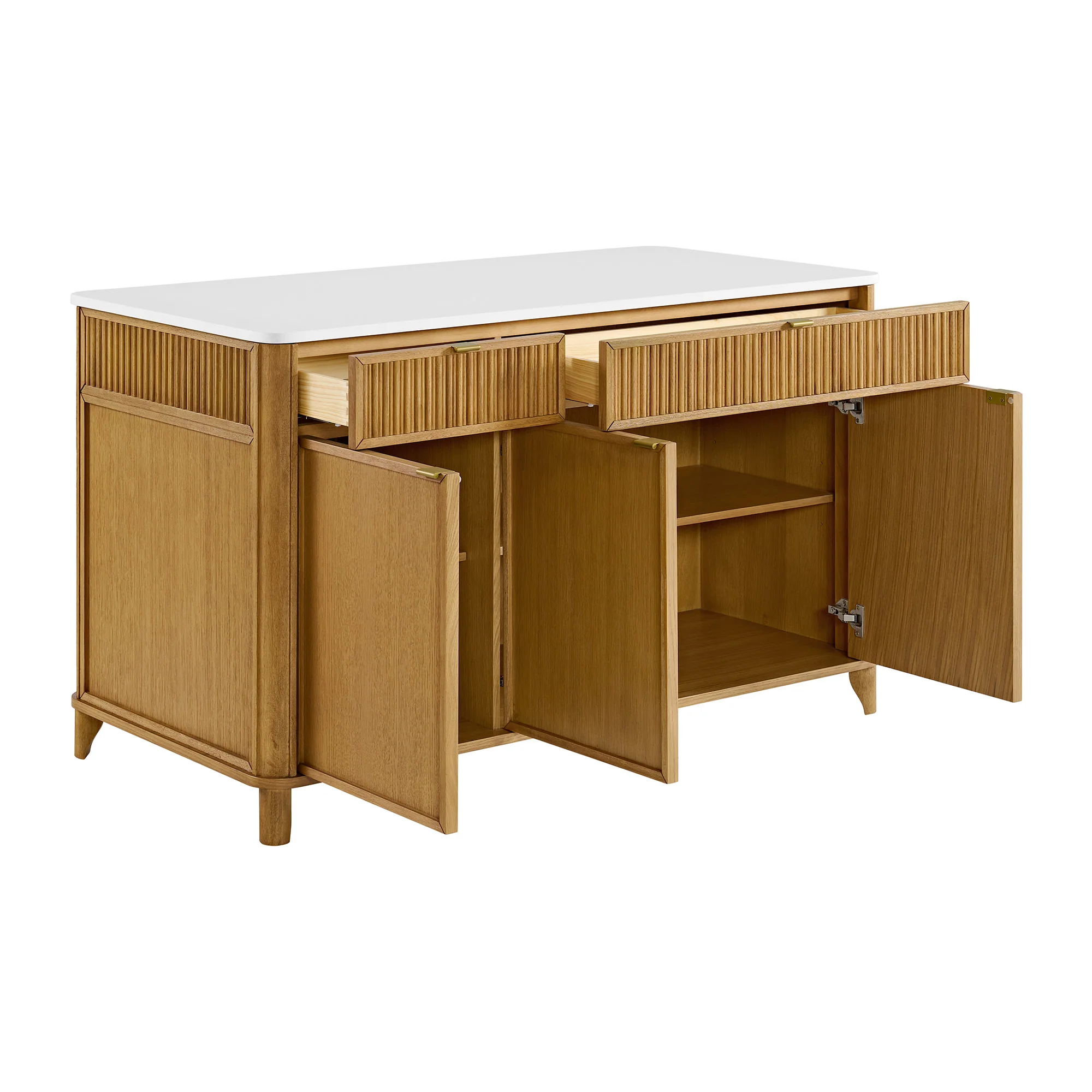 Kathryne 60" Kitchen Island in Oak | Quartz Countertop - Image 8
