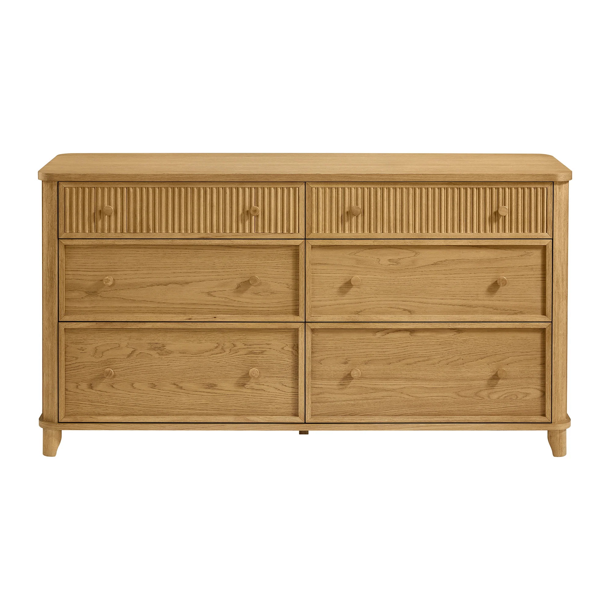 Kathryne 64" Wide Solid Wood 6-Drawer Double Dresser In Natural Oak - Image 5