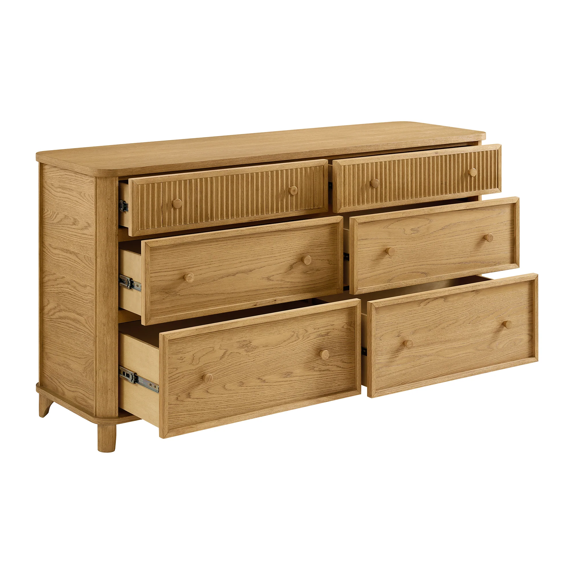 Kathryne 64" Wide Solid Wood 6-Drawer Double Dresser In Natural Oak - Image 7