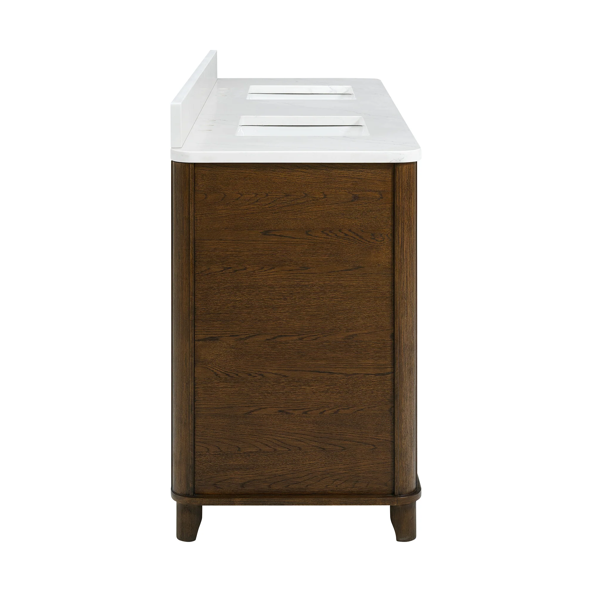 Kathryne 72" Double Bathroom Vanity in Enhaced Brown Oak | Statuario Quartz Countertop - Image 14