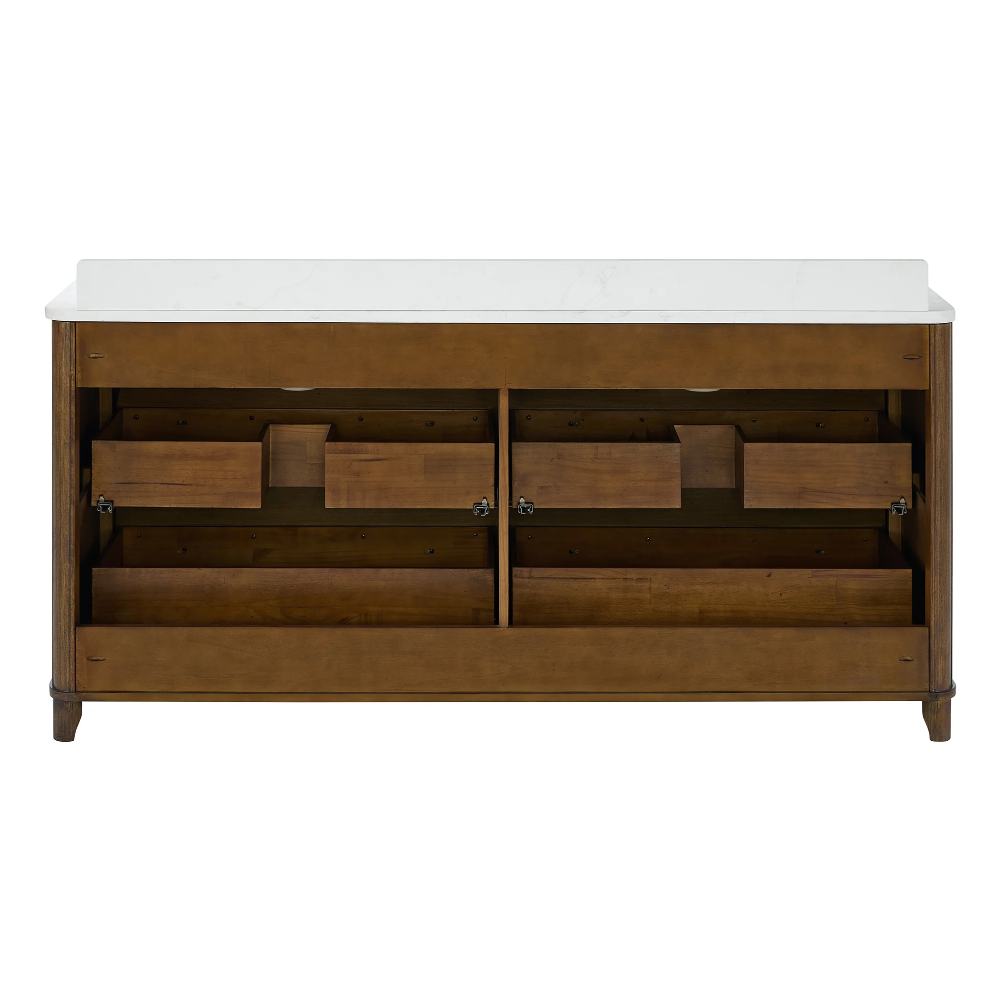 Kathryne 72" Double Bathroom Vanity in Enhaced Brown Oak | Statuario Quartz Countertop - Image 15