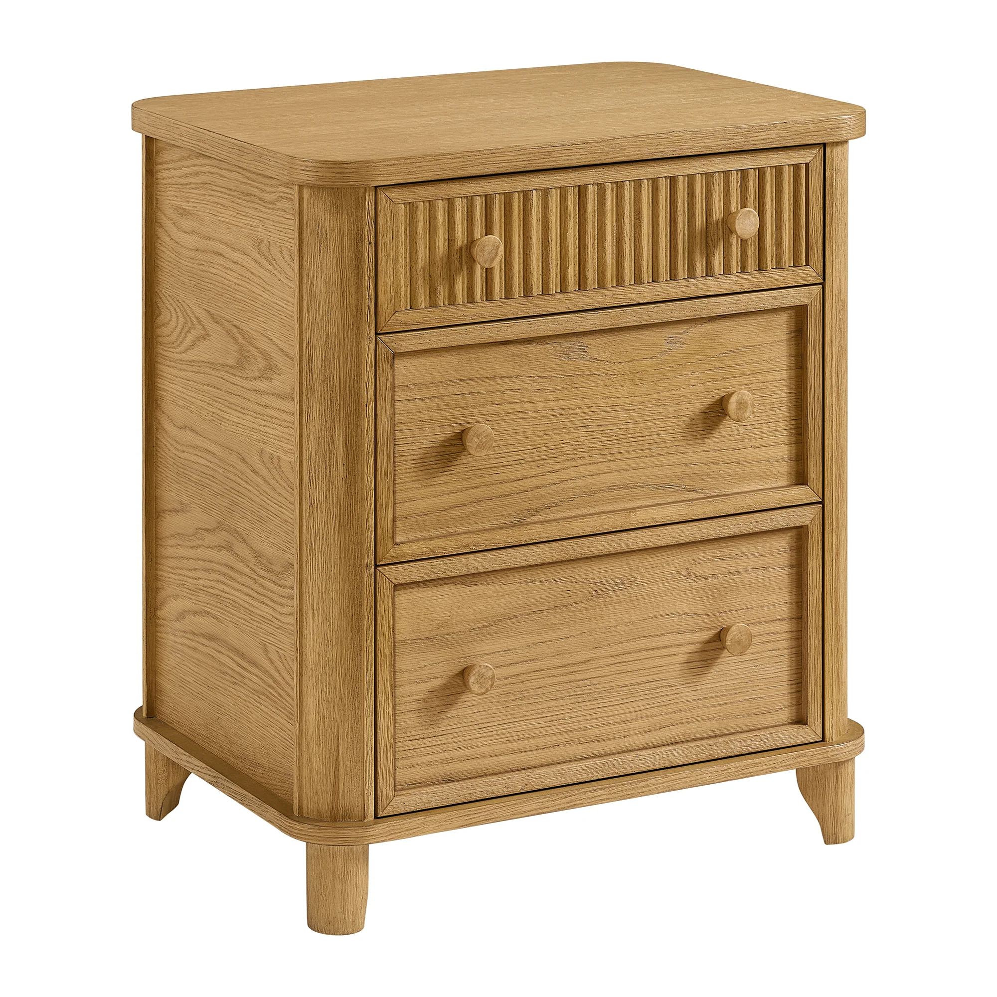 Kathryne 24" Solid Wood 3-Drawer Nightstand In Natural Oak - Image 6