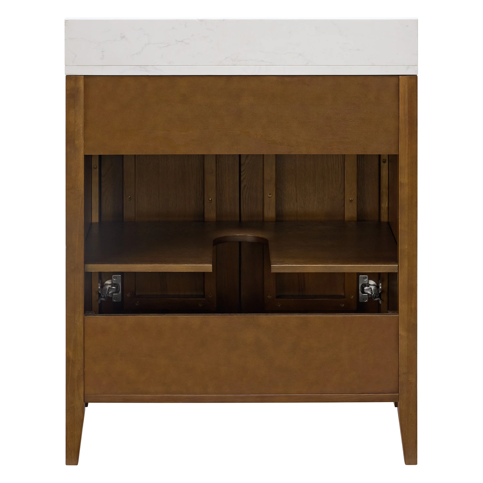 Kendal 30" RTA Single Bathroom Vanity in Enhanced Brown Oak | Cararra Engineered Marble - Image 4
