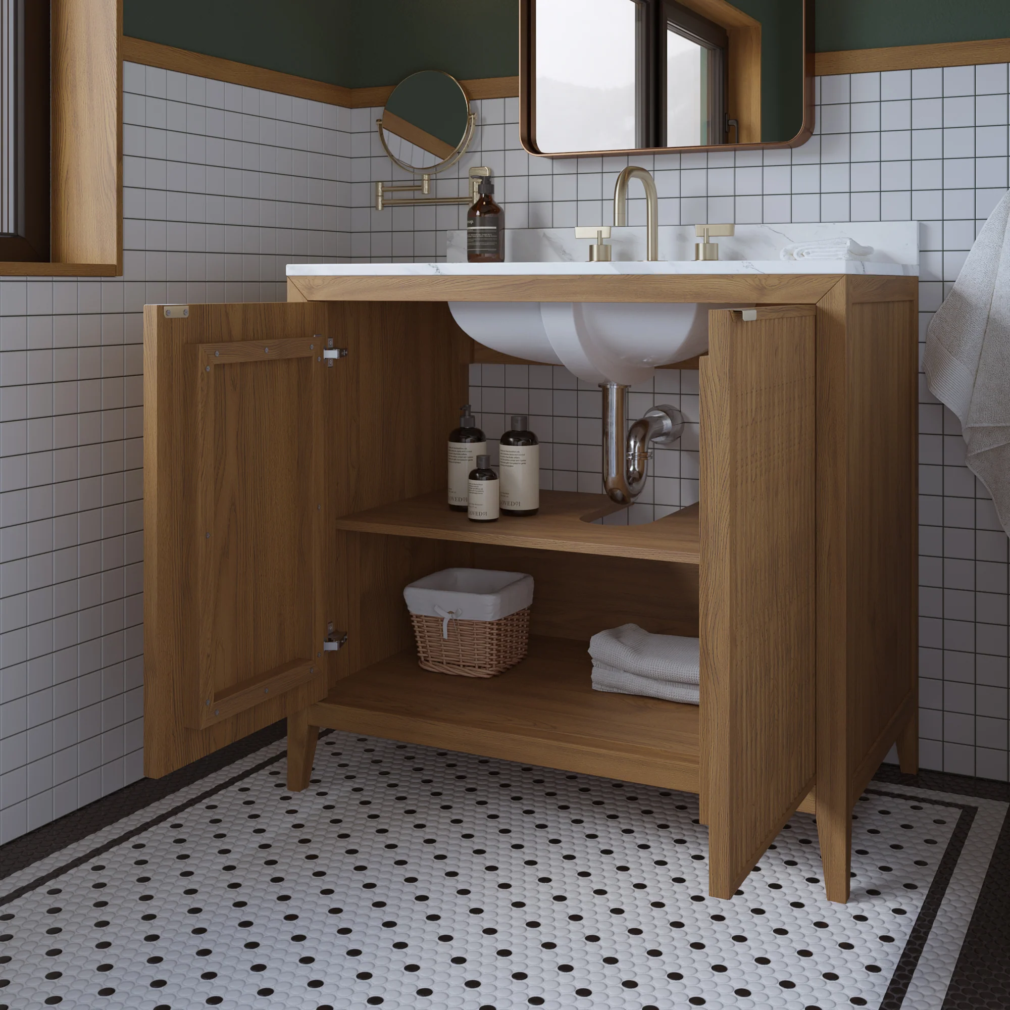 Kendal 36"W x 22"D RTA Single Sink Bathroom Vanity | Calacatta Gold Quartz Countertop - Image 3