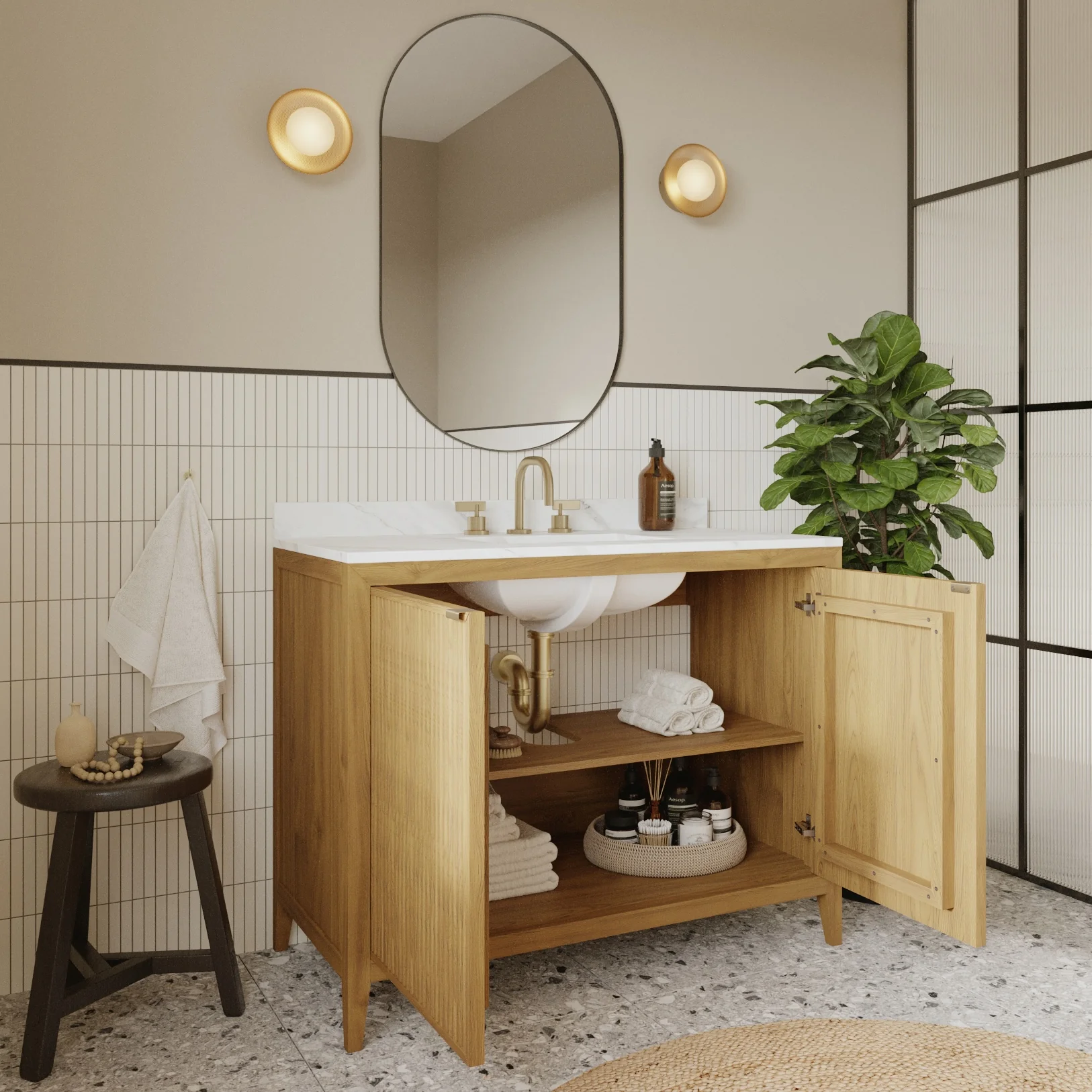 Kendal 42" Single Sink Bathroom Vanity | Cultured Marble Countertop - Image 3