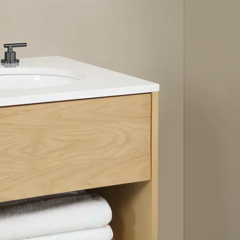 Clearance: Kyoto 24" Single Wall Mounted Bathroom Vanity with White Engineered Stone - Image 3