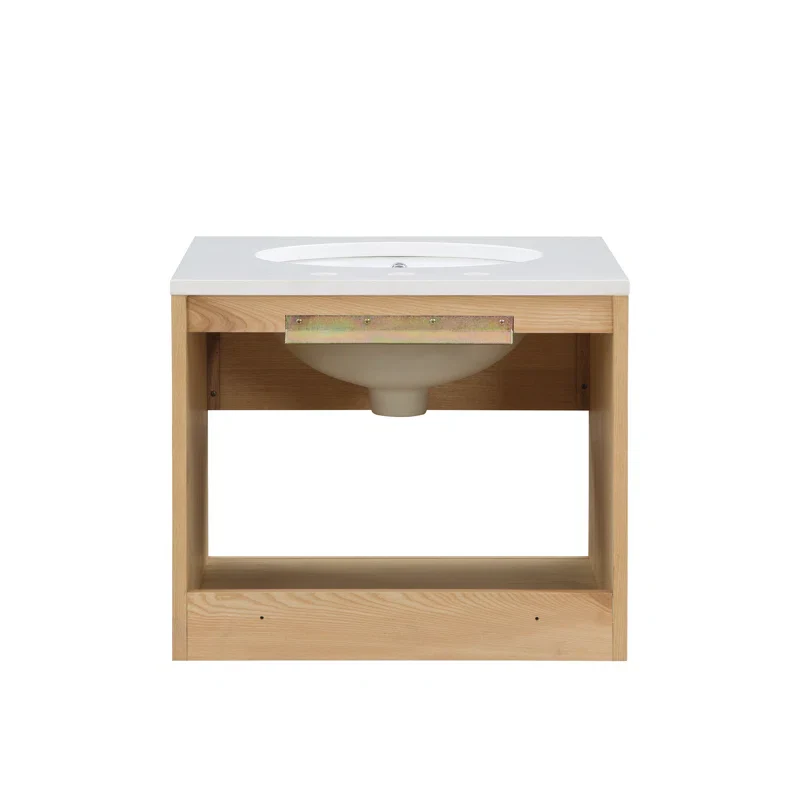Clearance: Kyoto 24" Single Wall Mounted Bathroom Vanity with White Engineered Stone - Image 7