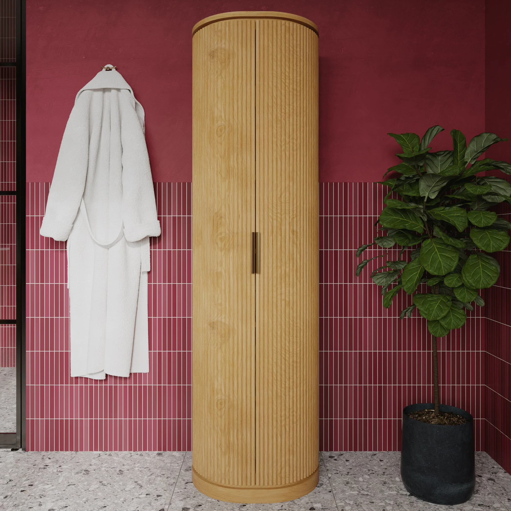 Luna 72" Reeded Birch Linen Cabinet - Image 16