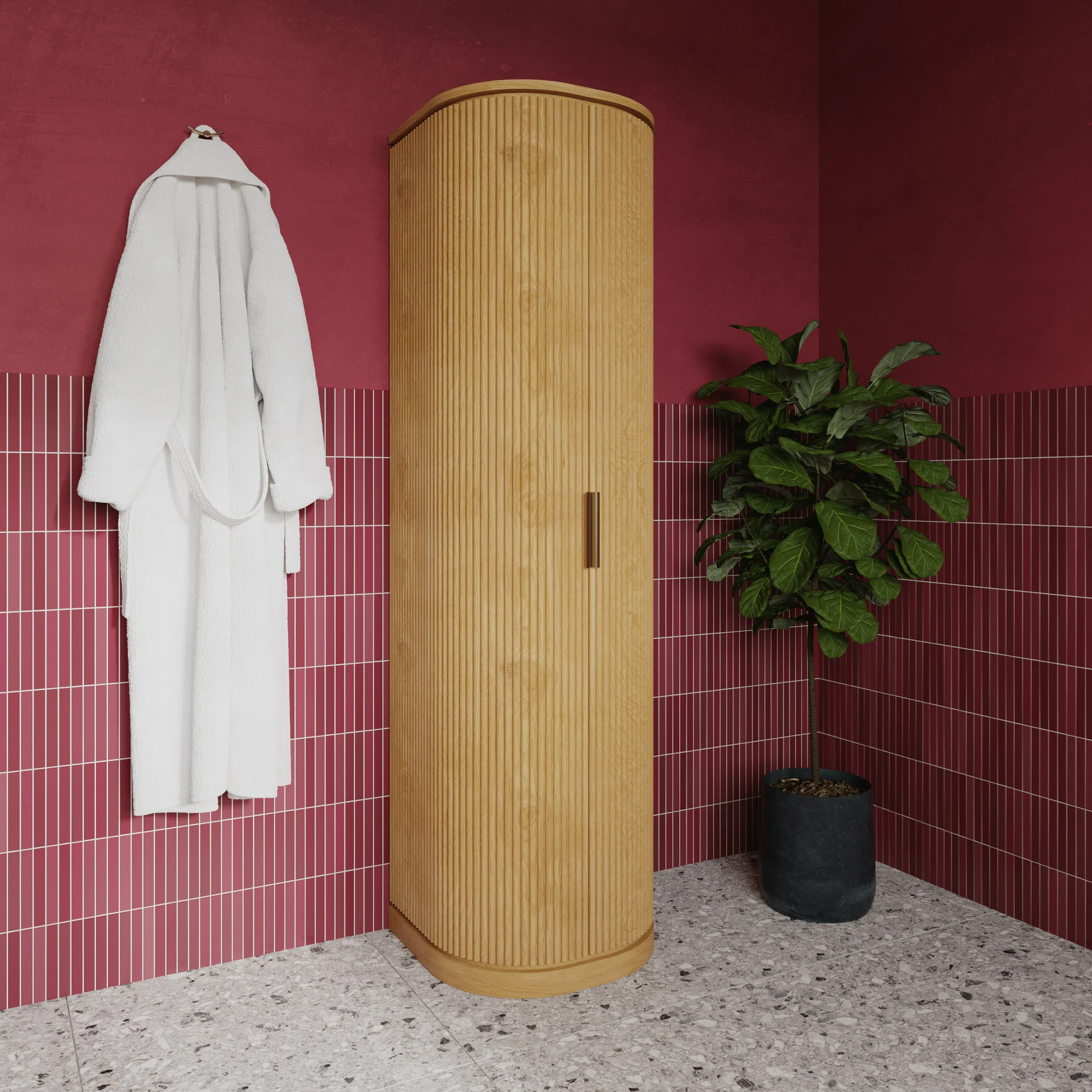 Luna 72" Reeded Birch Linen Cabinet - Image 17