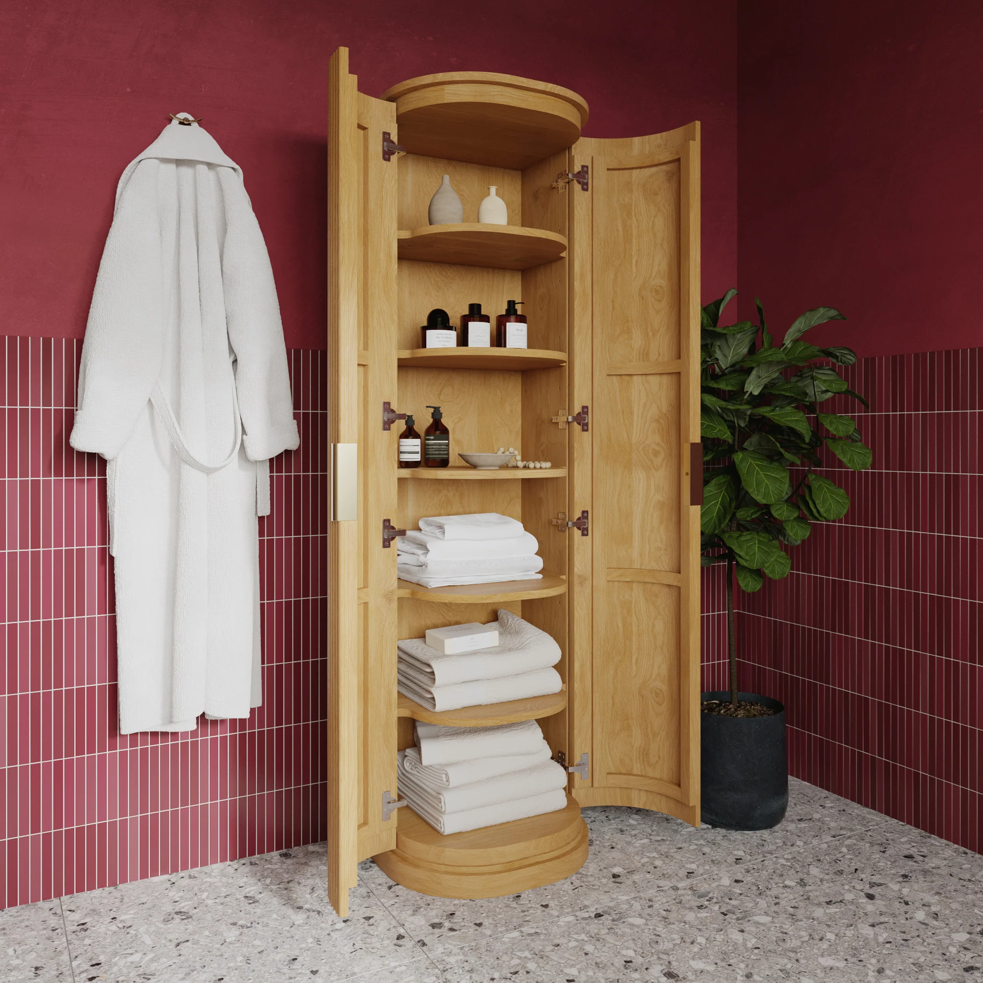 Luna 72" Reeded Birch Linen Cabinet - Image 18