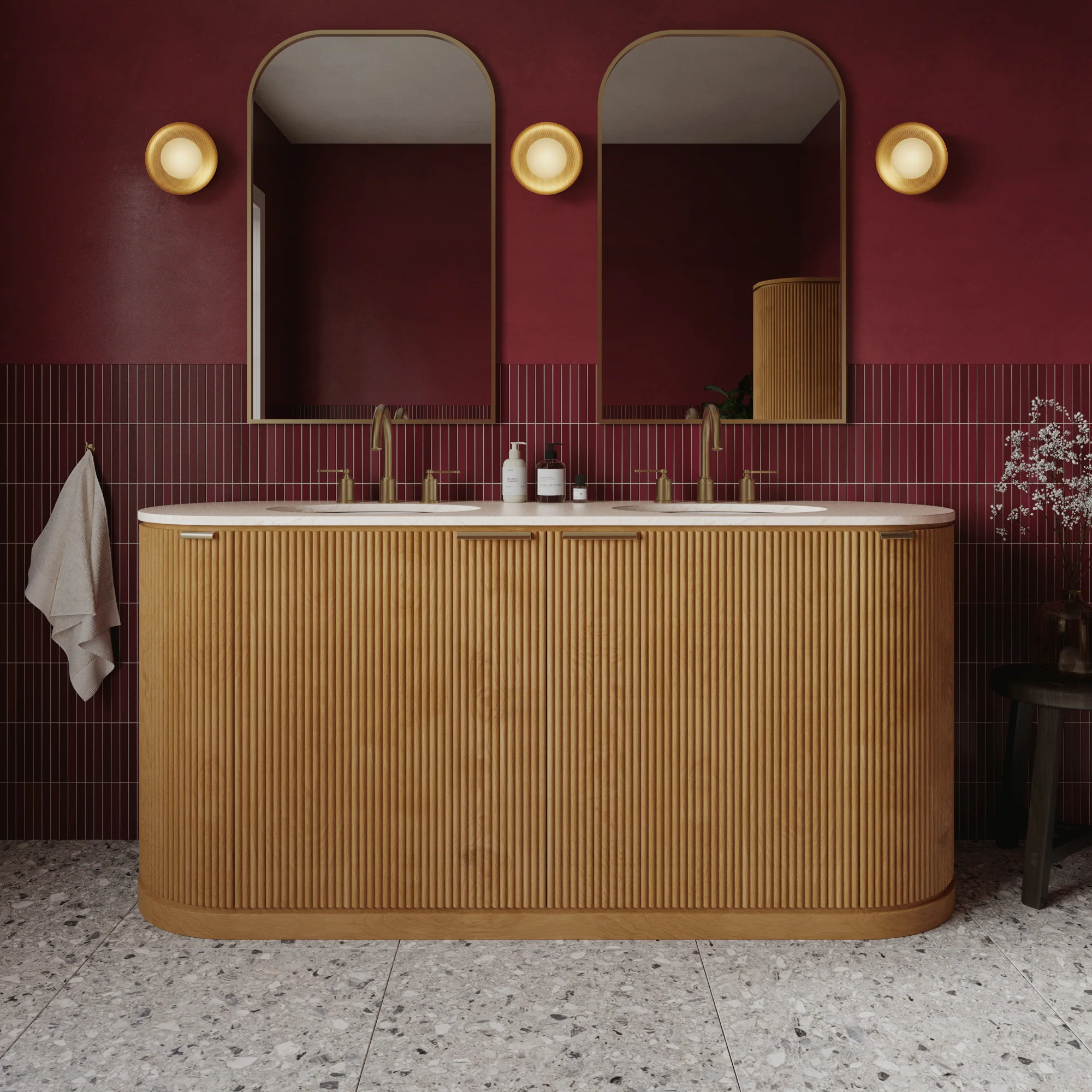 Luna Reeded 72" Double Bathroom Vanity With Quartz Countertop - Image 4