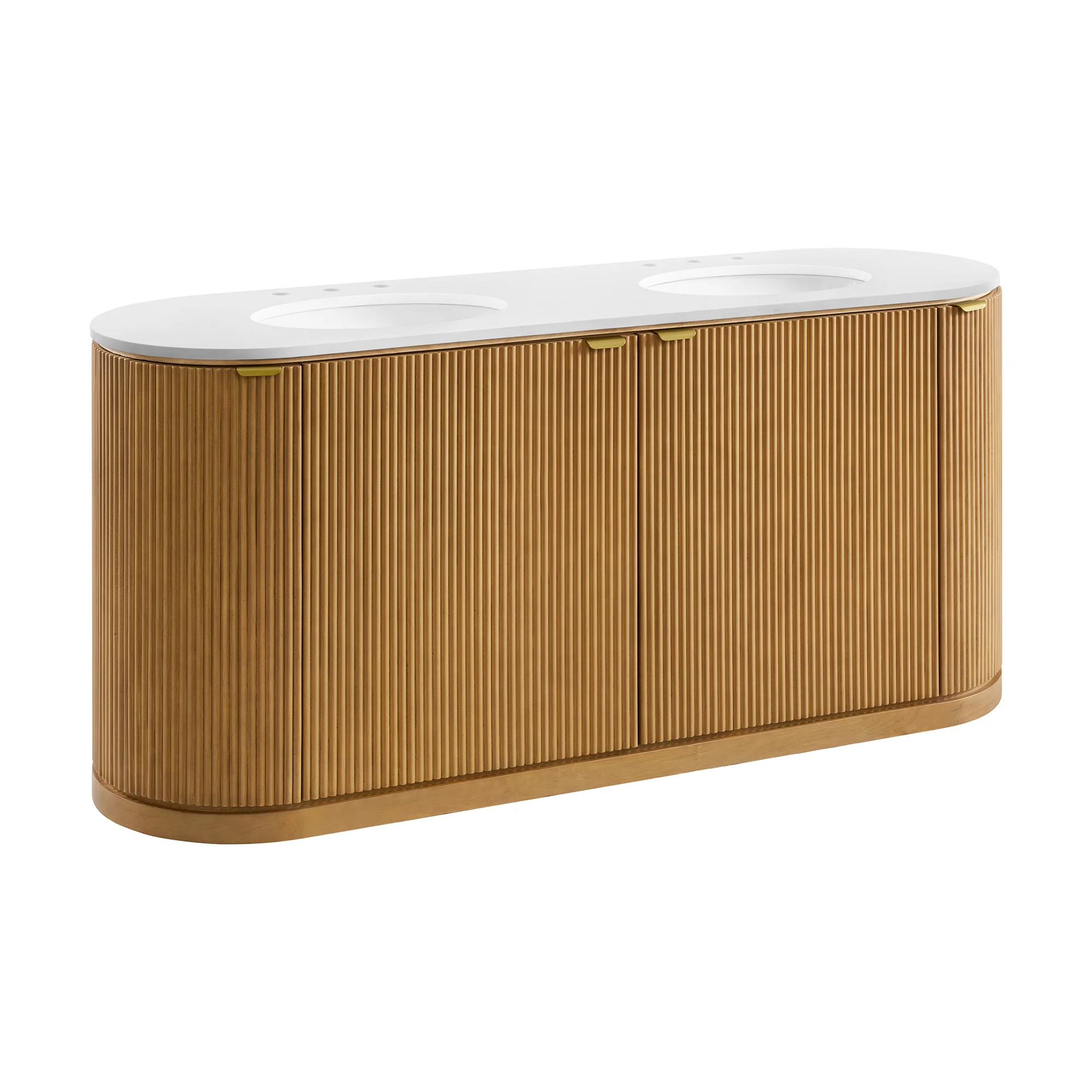 Luna Reeded 72" Double Bathroom Vanity With Quartz Countertop - Image 9