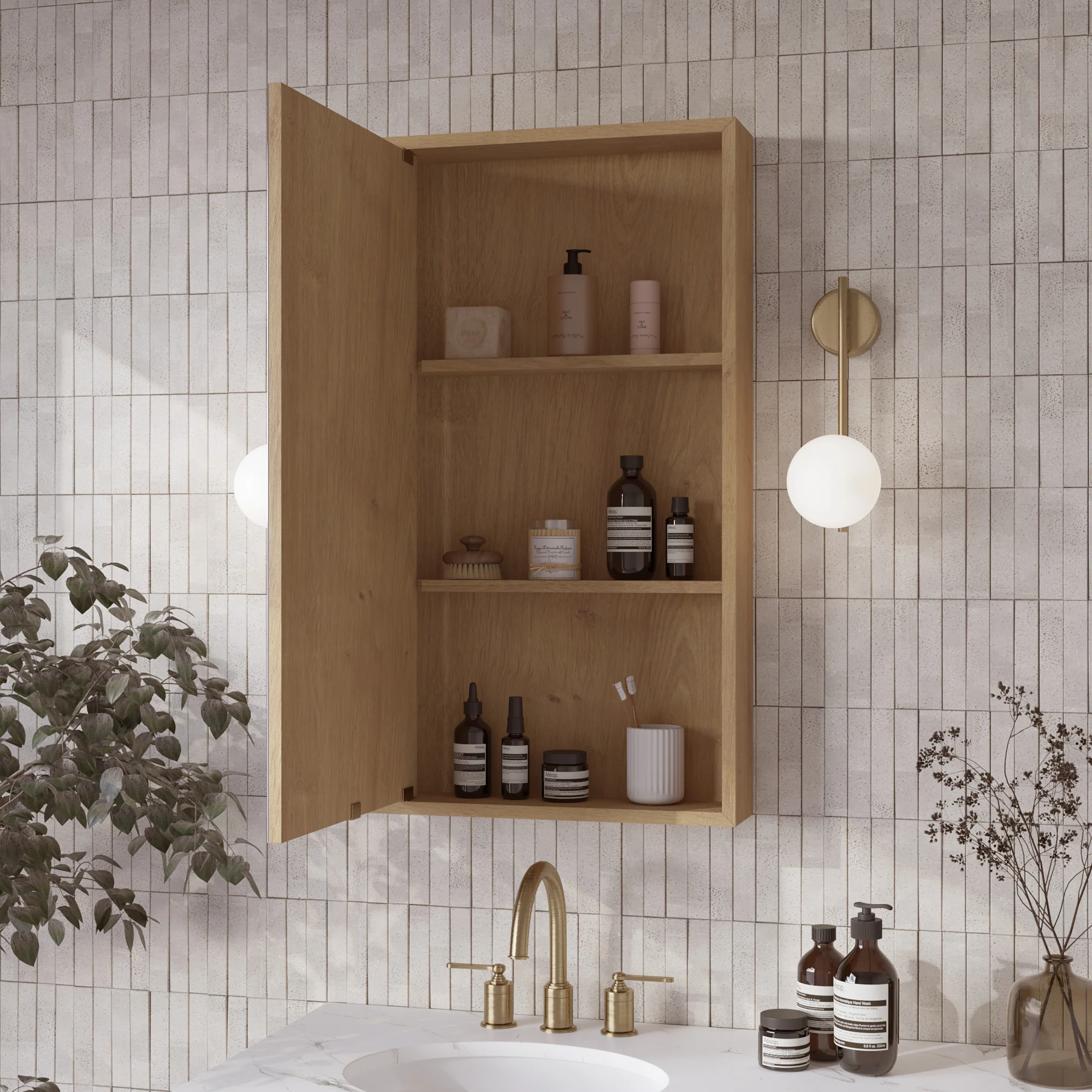 Midland 20"W Rectangular Surface Mount Medicine Cabinet in Walnut or Oak - Image 4
