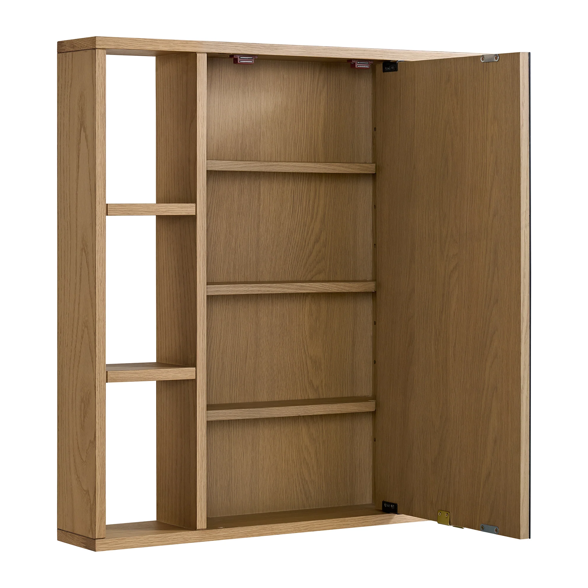 Midland 30"W x 30"H Surface Mount Medicine Cabinet with Side Shelves in Walnut or Oak - Image 10